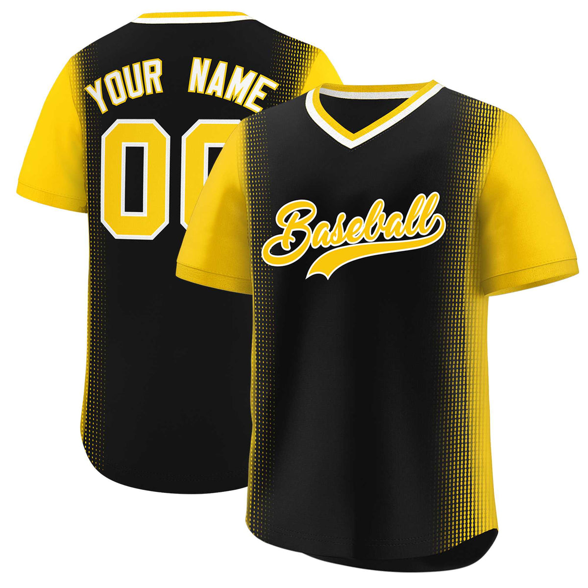 Custom Black Gold Personalized Raglan Sleeves Authentic Baseball Jersey | KXKSHOP
