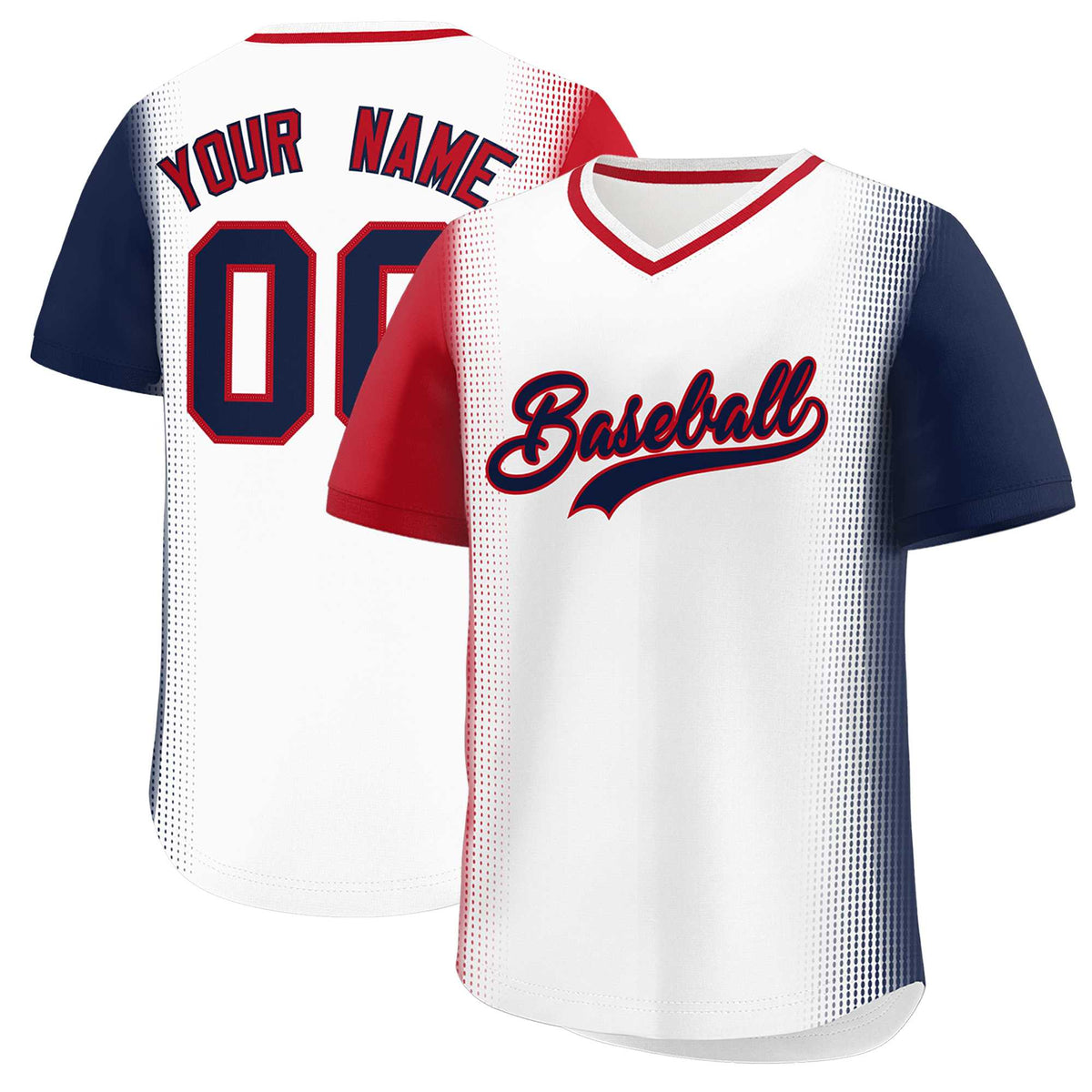 Custom White Red-Navy Personalized Raglan Sleeves Authentic Baseball Jersey | KXKSHOP
