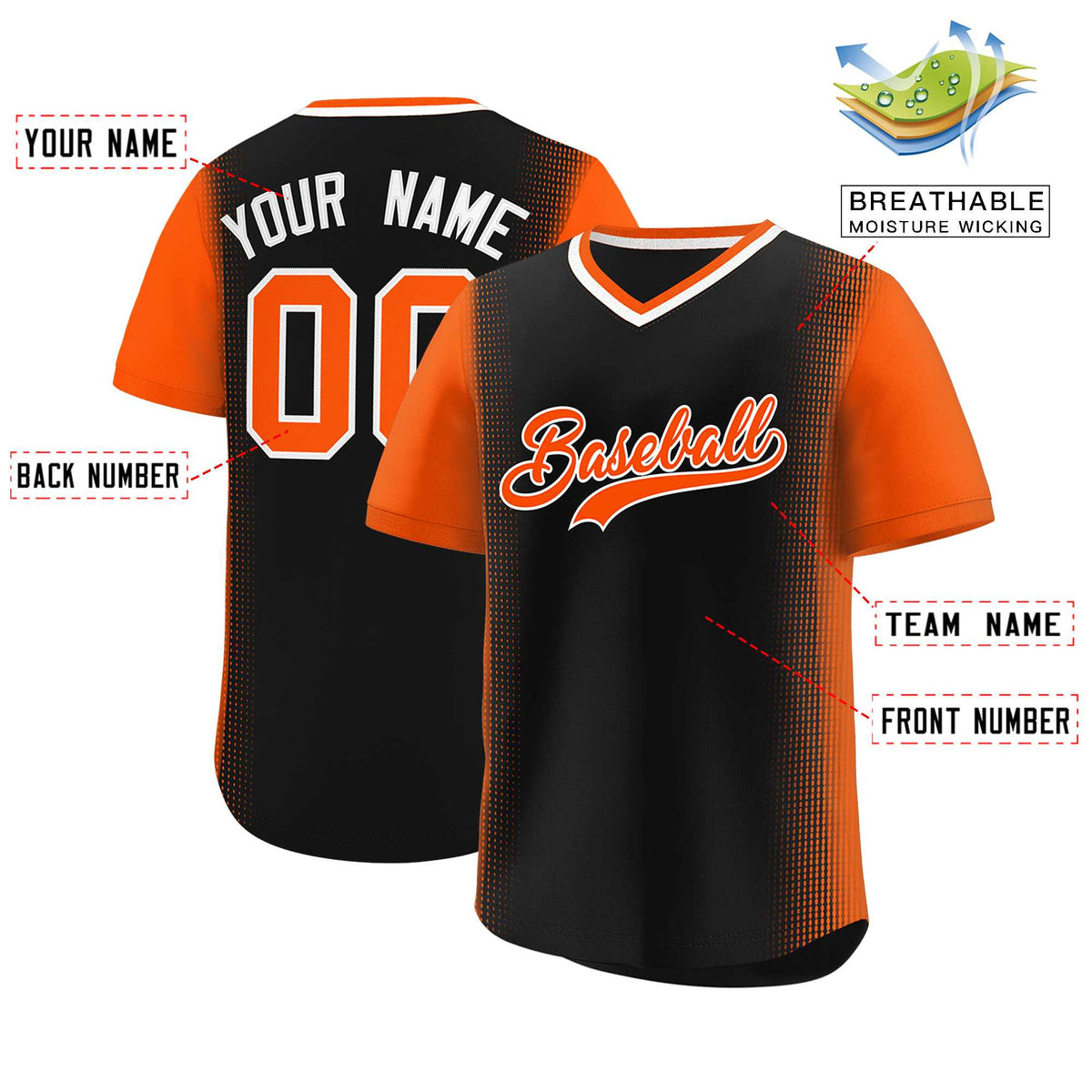 Custom Black Orange Personalized Raglan Sleeves Authentic Baseball Jersey | KXKSHOP