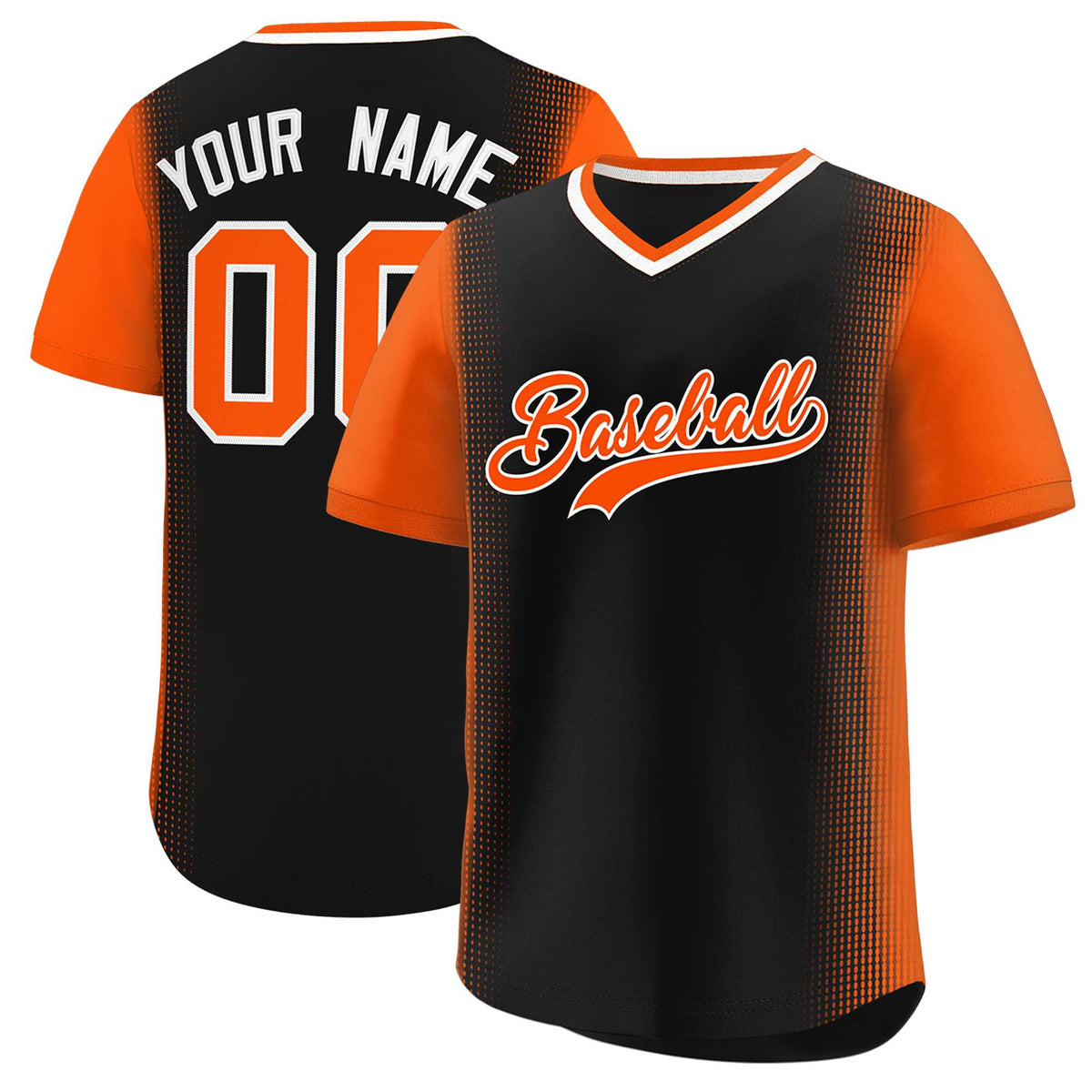 Custom Black Orange Personalized Raglan Sleeves Authentic Baseball Jersey | KXKSHOP