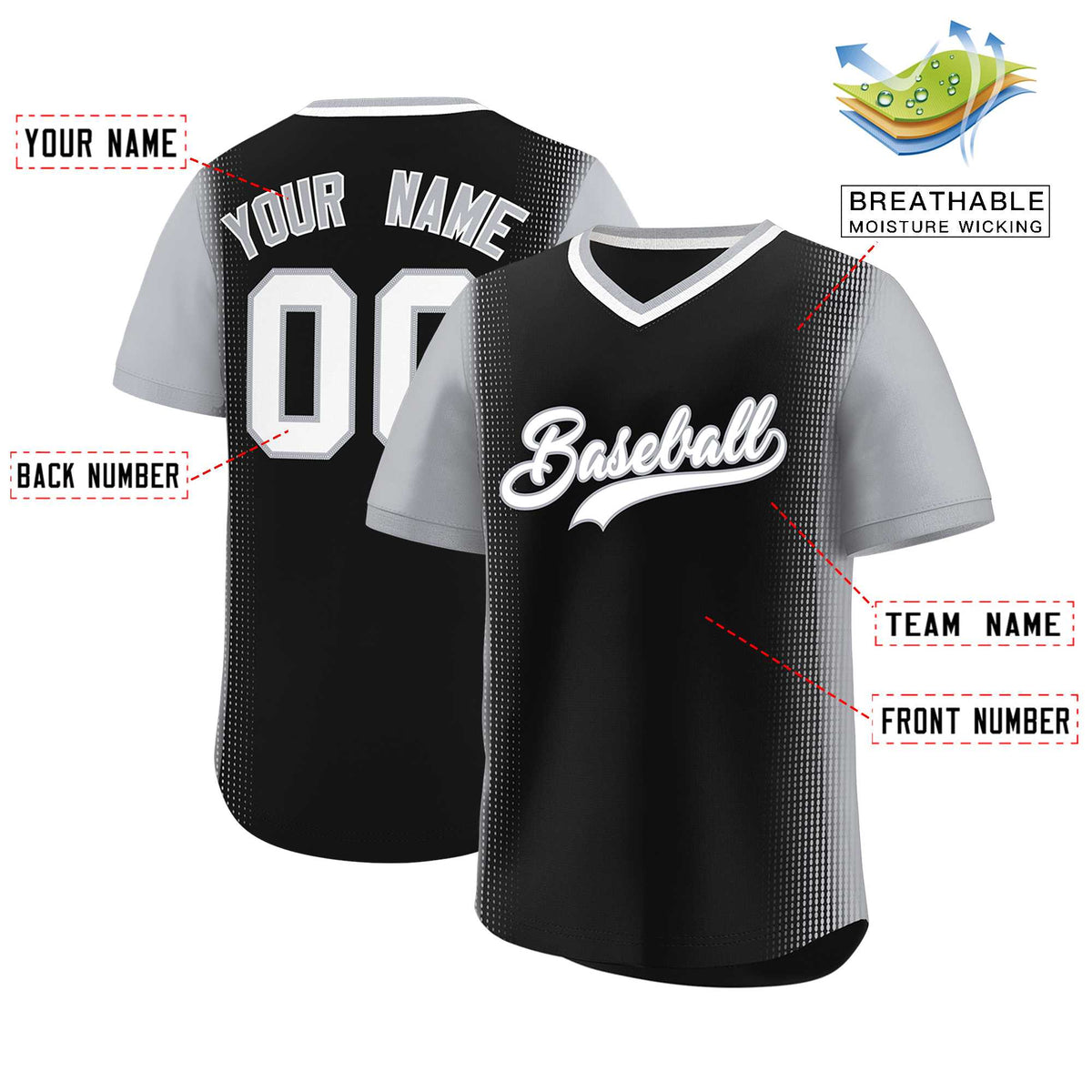 Custom Black Gray Personalized Raglan Sleeves Authentic Baseball Jersey | KXKSHOP