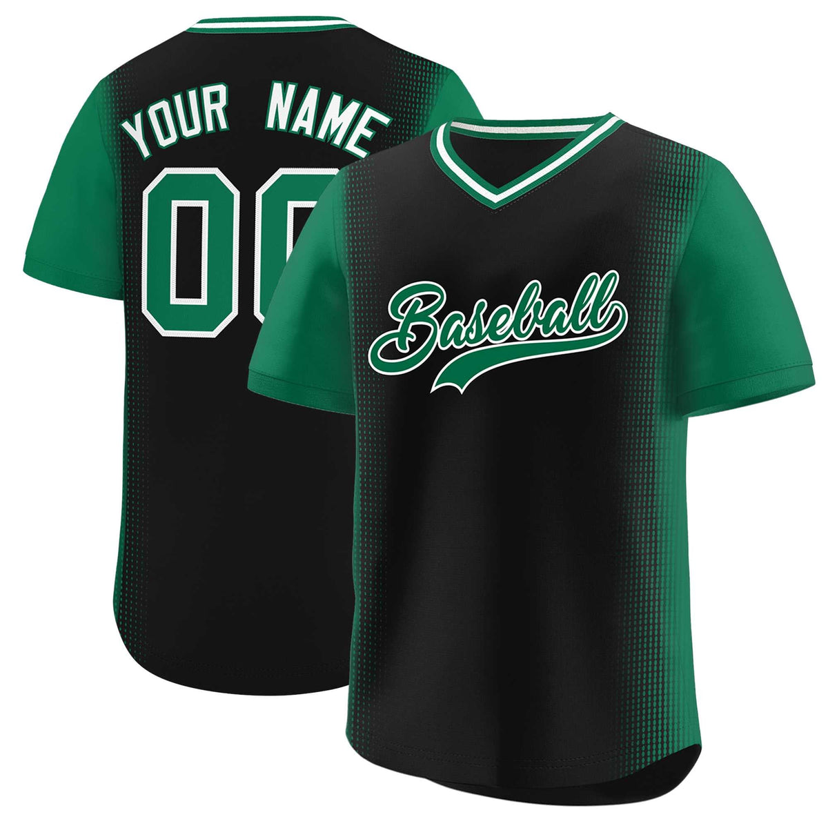 Custom Black Kelly Green Personalized Raglan Sleeves Authentic Baseball Jersey | KXKSHOP
