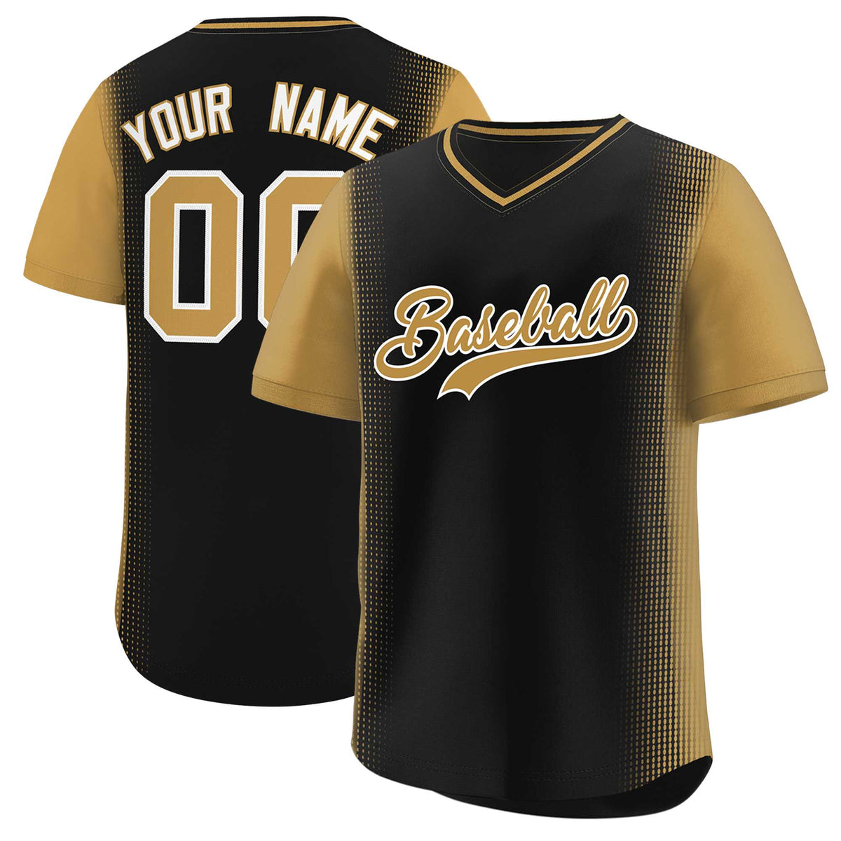 Custom Black Old Gold Personalized Raglan Sleeves Authentic Baseball Jersey | KXKSHOP