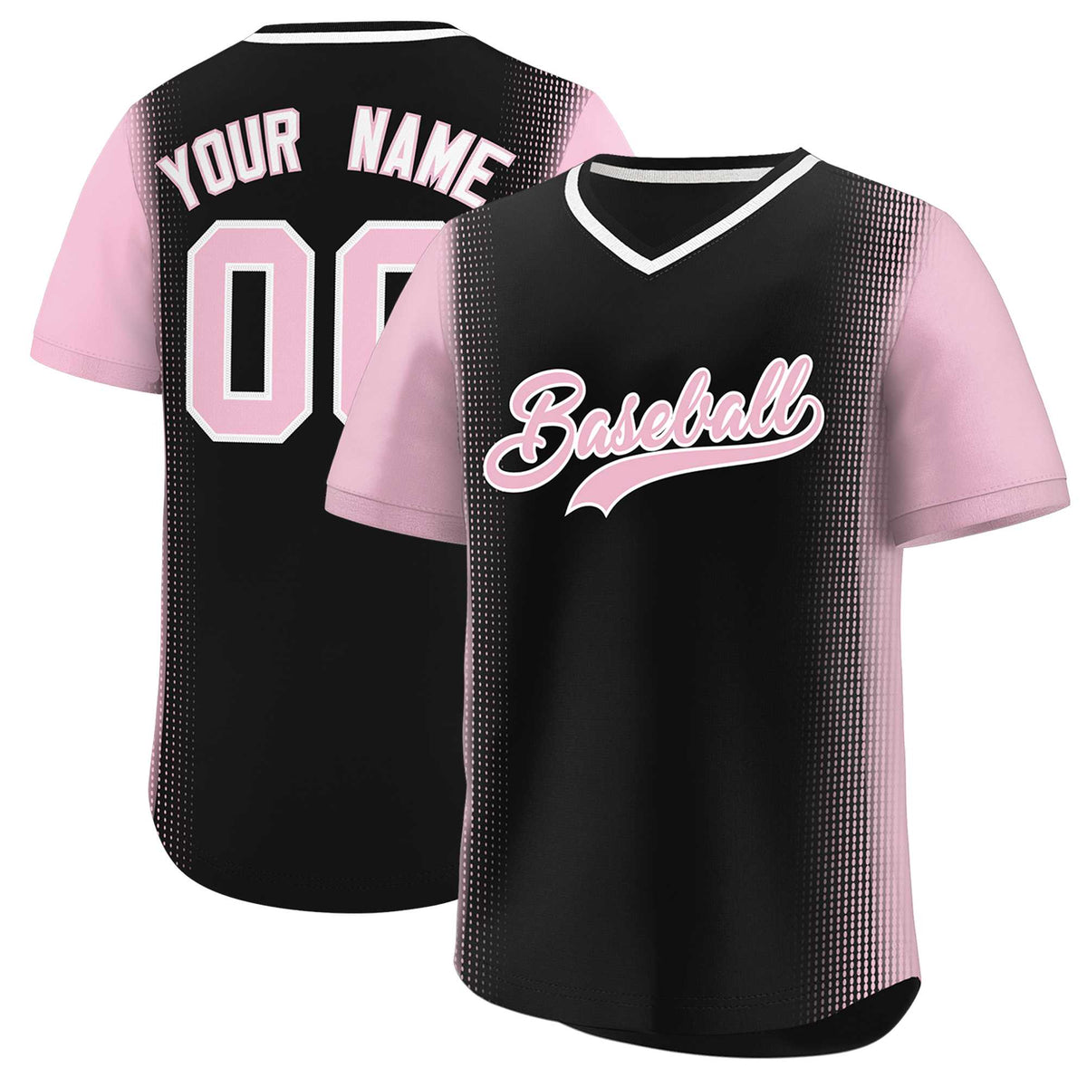 Custom Black Light Pink Personalized Raglan Sleeves Authentic Baseball Jersey | KXKSHOP