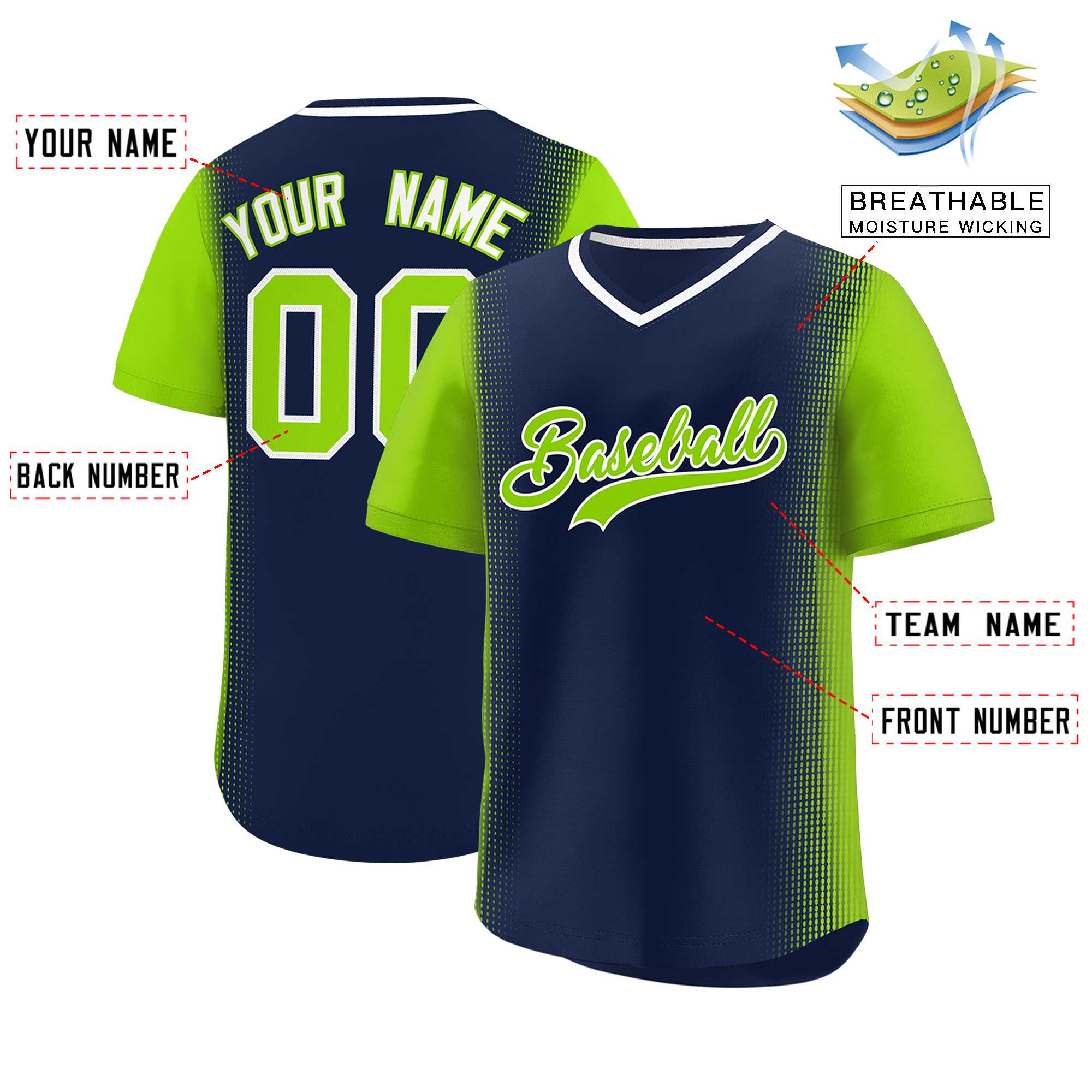 Custom Navy Neon Green Personalized Raglan Sleeves Authentic Baseball Jersey | KXKSHOP