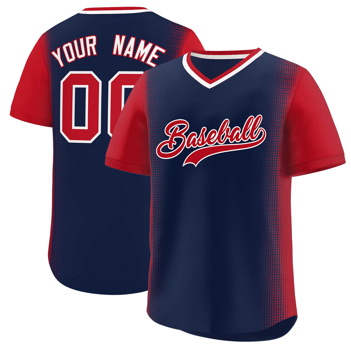 Custom Navy Red Personalized Raglan Sleeves Authentic Baseball Jersey | KXKSHOP