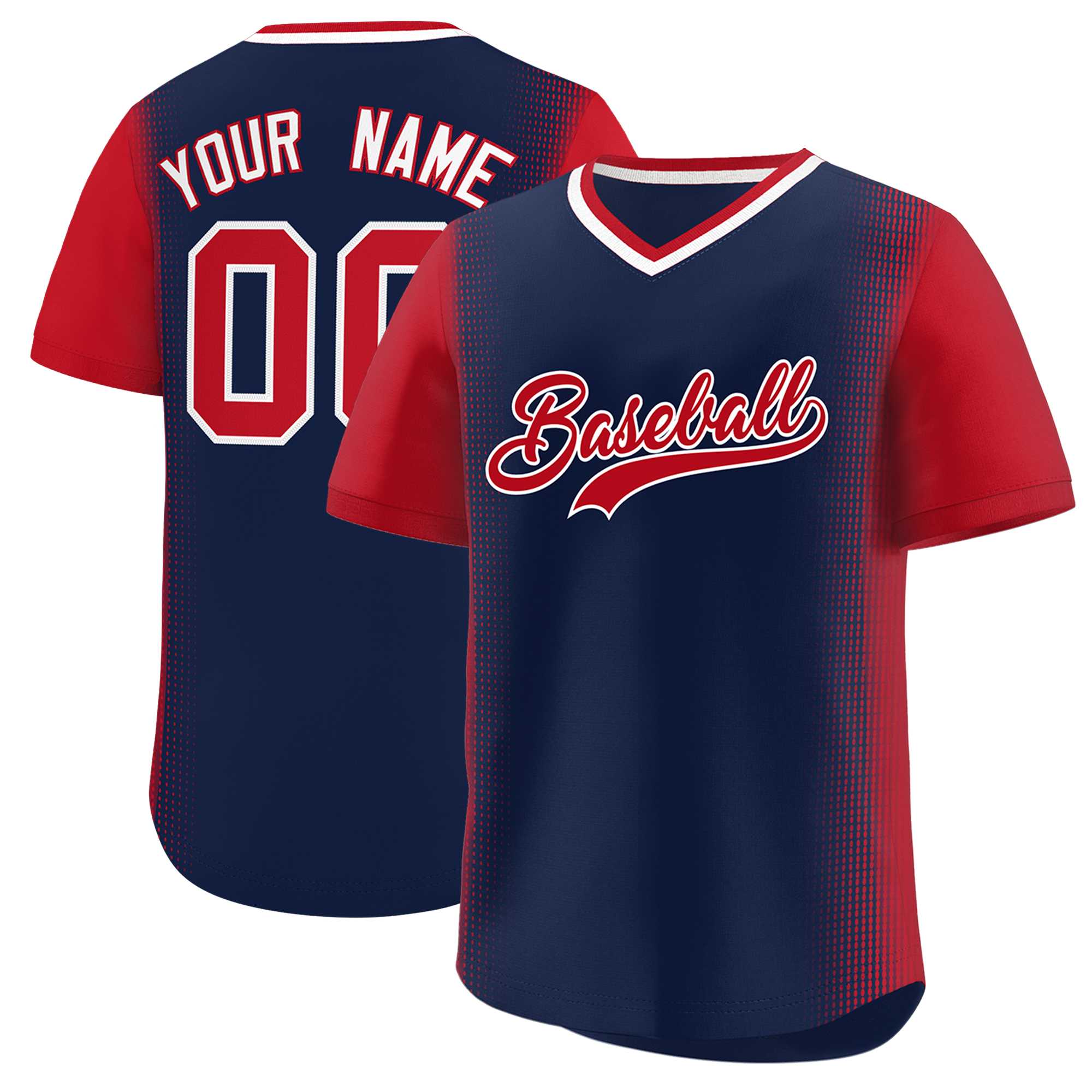 Custom Navy Red Personalized Raglan Sleeves Authentic Baseball Jersey | KXKSHOP
