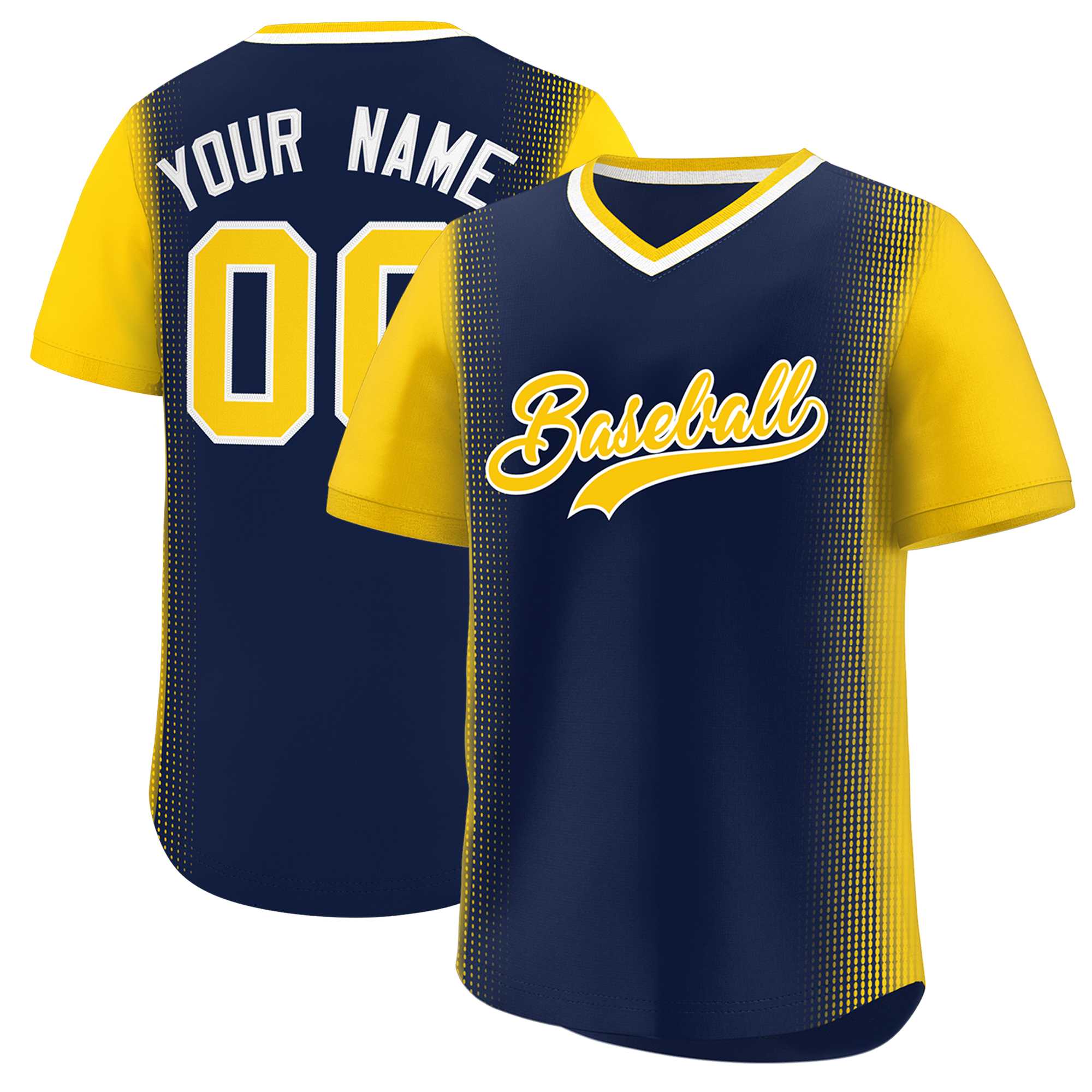Custom Navy Gold Personalized Raglan Sleeves Authentic Baseball Jersey | KXKSHOP