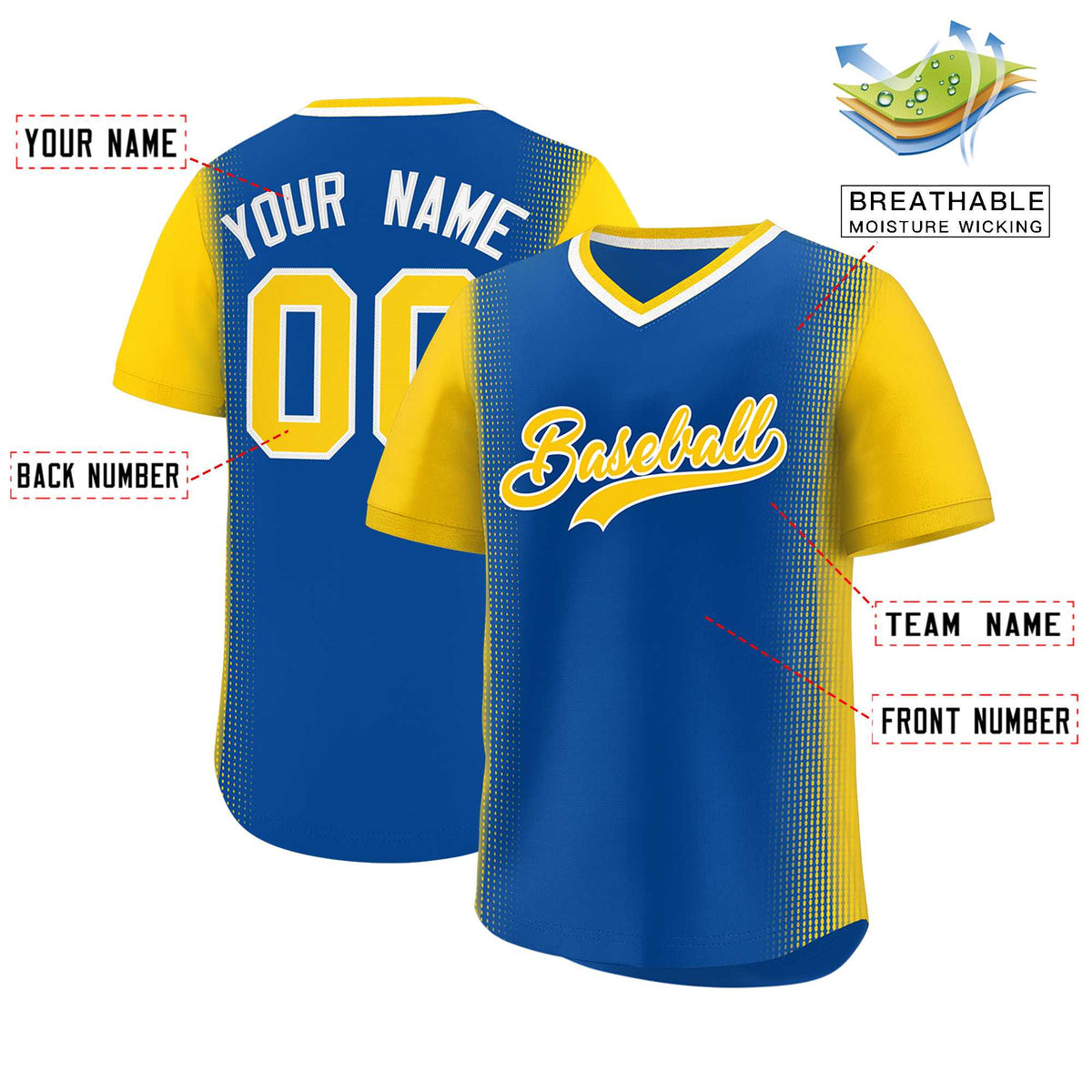 Custom Royal Gold Personalized Raglan Sleeves Authentic Baseball Jersey | KXKSHOP