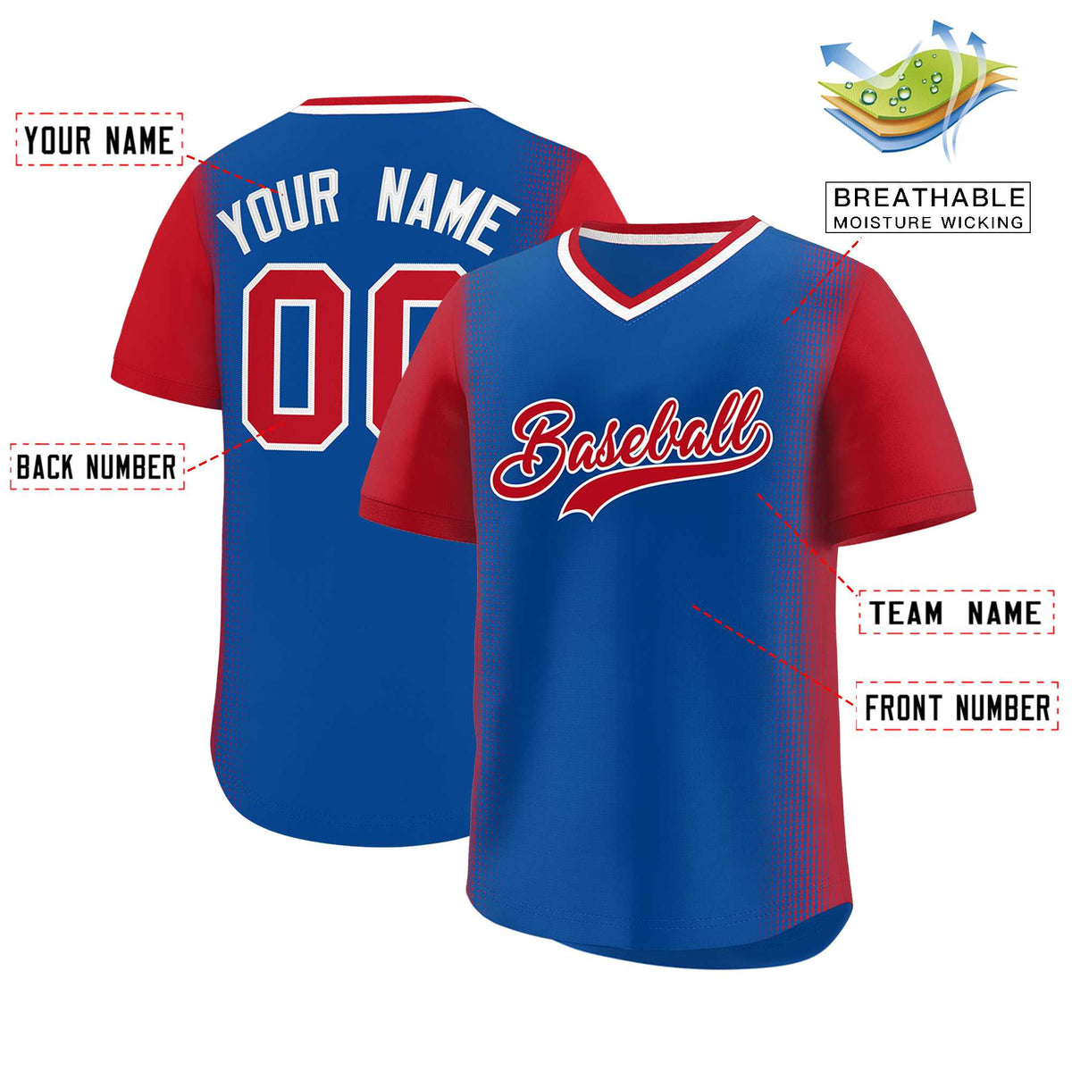 Custom Royal Red Personalized Raglan Sleeves Authentic Baseball Jersey | KXKSHOP