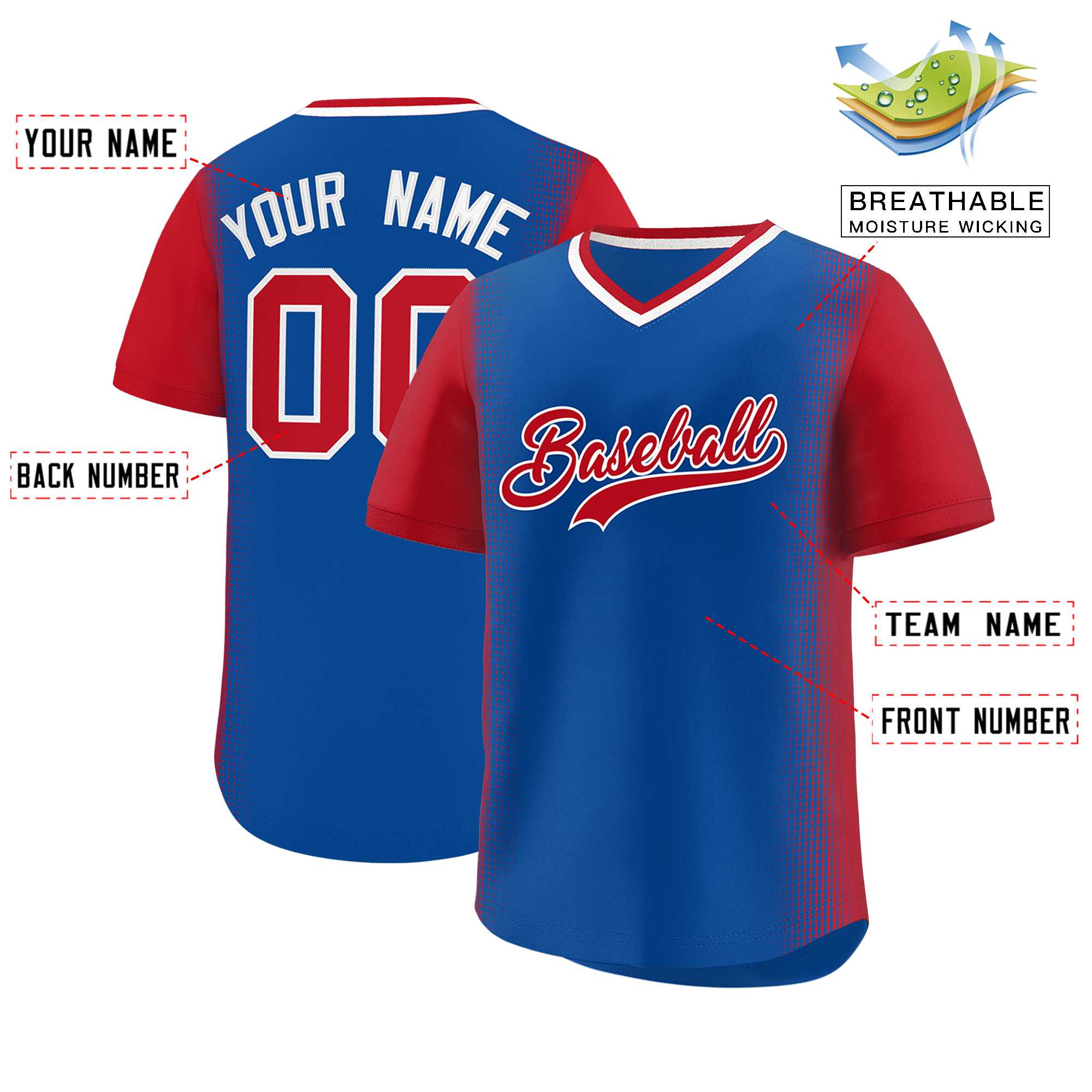 Custom Royal Red Personalized Raglan Sleeves Authentic Baseball Jersey | KXKSHOP