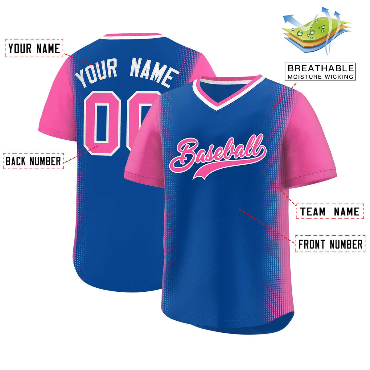 Custom Royal Pink Personalized Raglan Sleeves Authentic Baseball Jersey | KXKSHOP