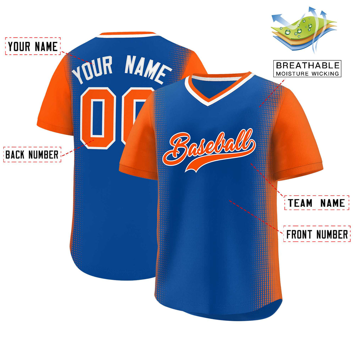 Custom Royal Orange Personalized Raglan Sleeves Authentic Baseball Jersey | KXKSHOP