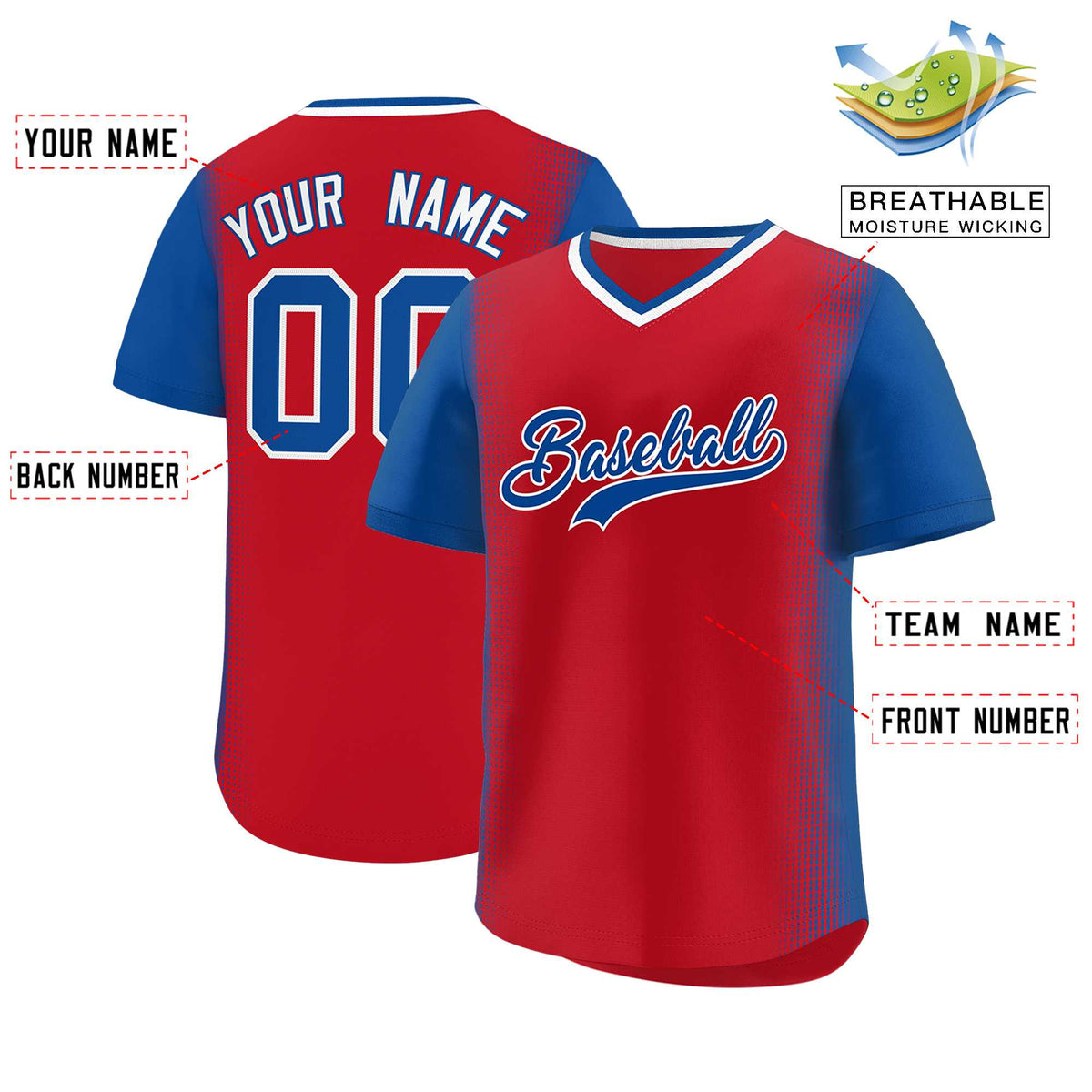 Custom Red Royal Personalized Raglan Sleeves Authentic Baseball Jersey | KXKSHOP
