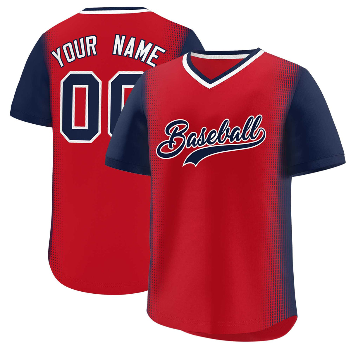 Custom Red Navy Personalized Raglan Sleeves Authentic Baseball Jersey | KXKSHOP