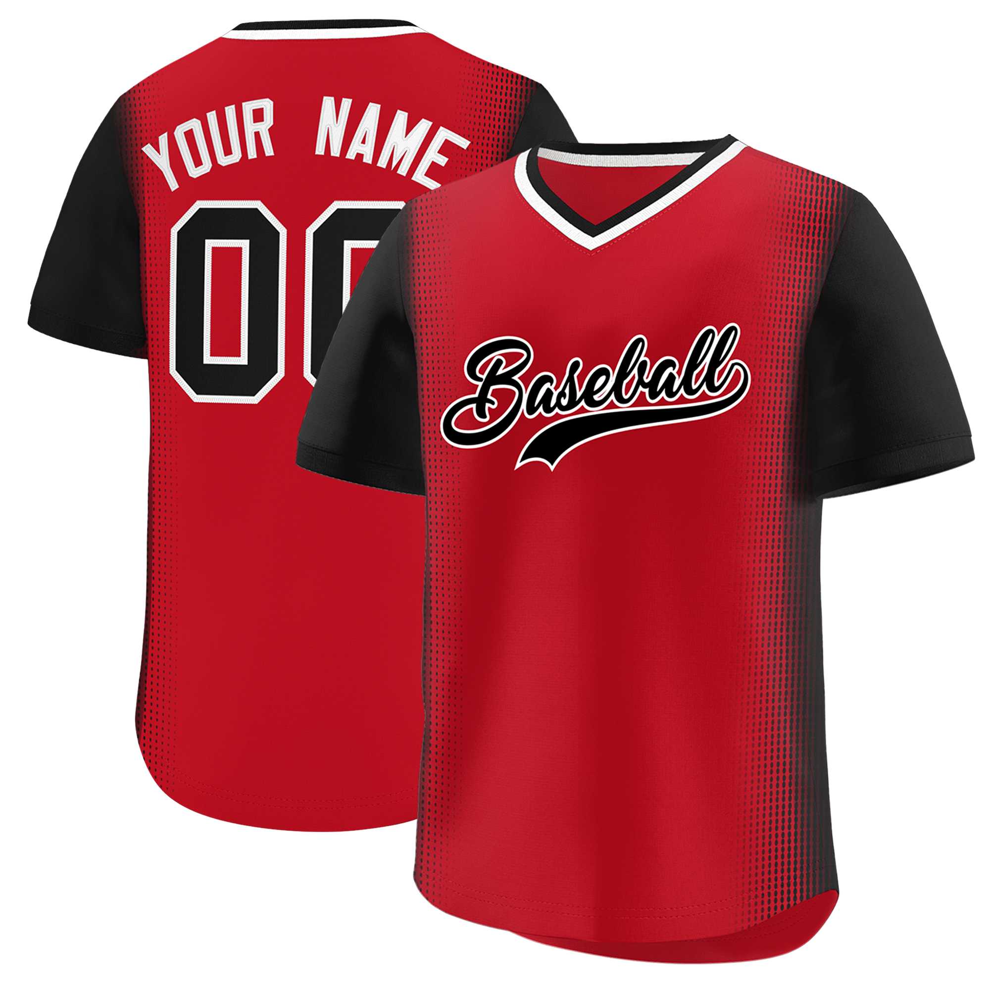Custom Red Black Personalized Raglan Sleeves Authentic Baseball Jersey | KXKSHOP