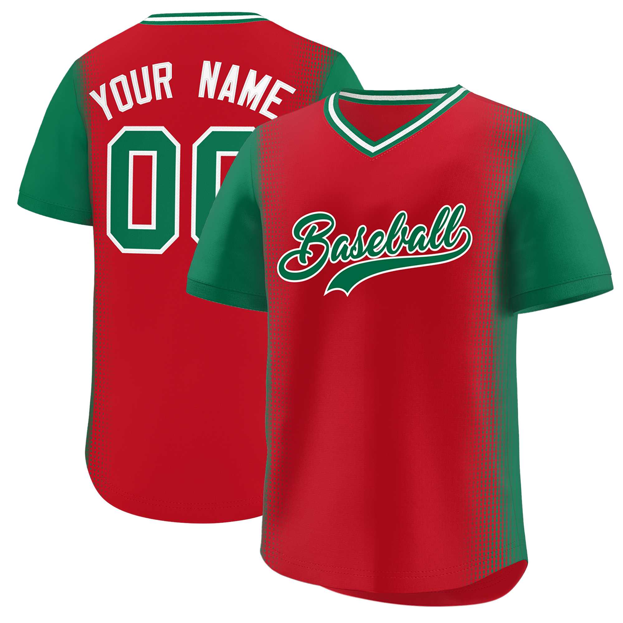Custom Red Kelly Green Personalized Raglan Sleeves Authentic Baseball Jersey | KXKSHOP