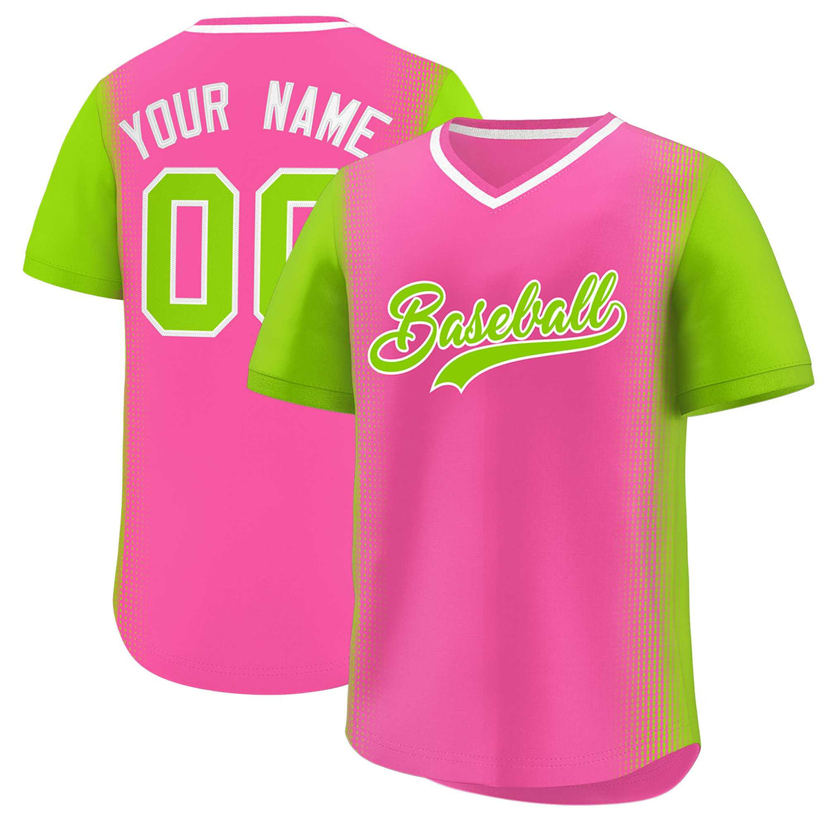 Custom Pink Neon Green Personalized Raglan Sleeves Authentic Baseball Jersey | KXKSHOP
