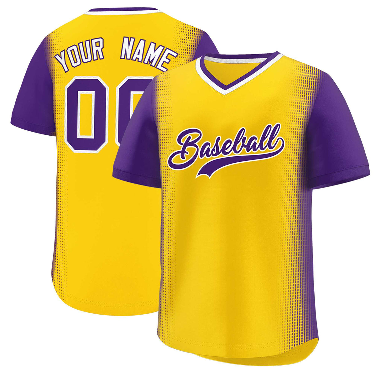 Custom Gold Purple Personalized Raglan Sleeves Authentic Baseball Jersey | KXKSHOP