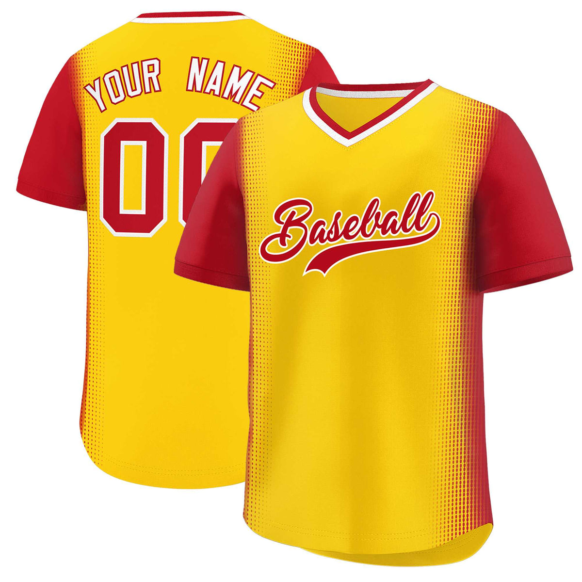 Custom Gold Red Personalized Raglan Sleeves Authentic Baseball Jersey | KXKSHOP