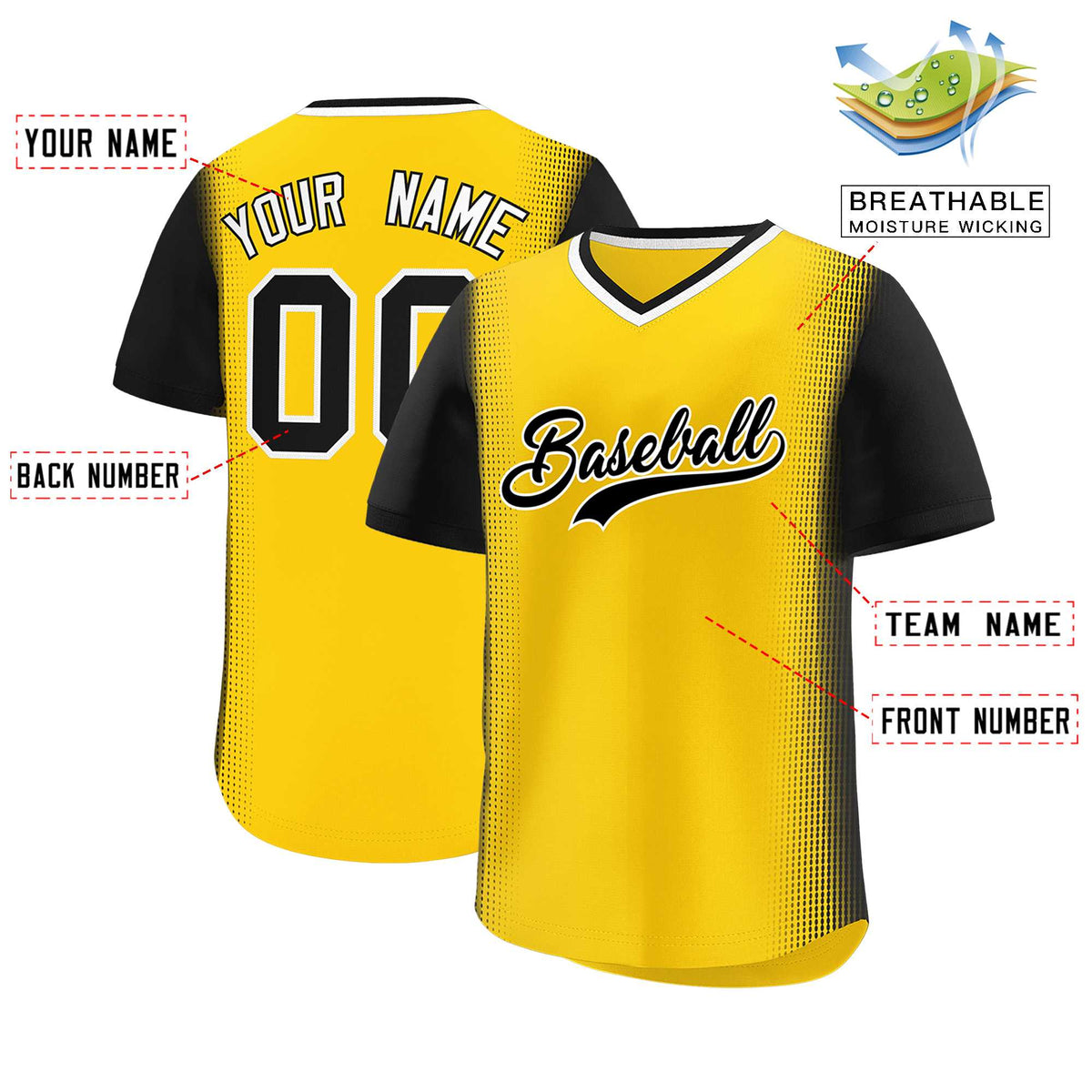 Custom Gold Black Personalized Raglan Sleeves Authentic Baseball Jersey | KXKSHOP