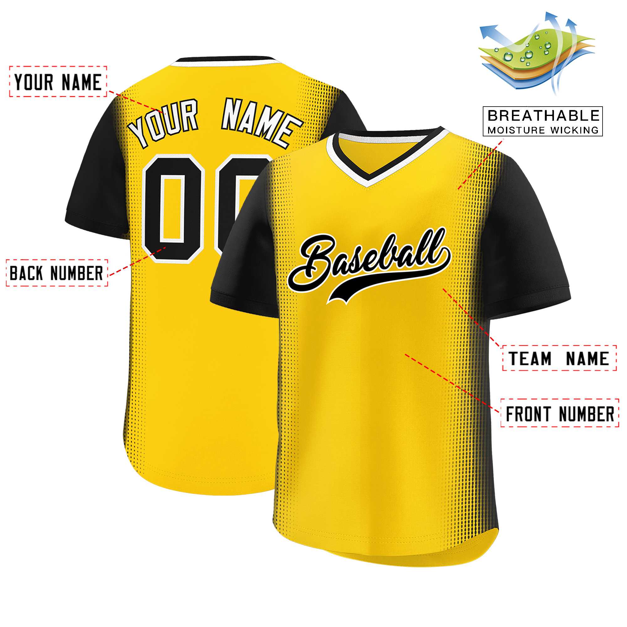 Custom Gold Black Personalized Raglan Sleeves Authentic Baseball Jersey | KXKSHOP