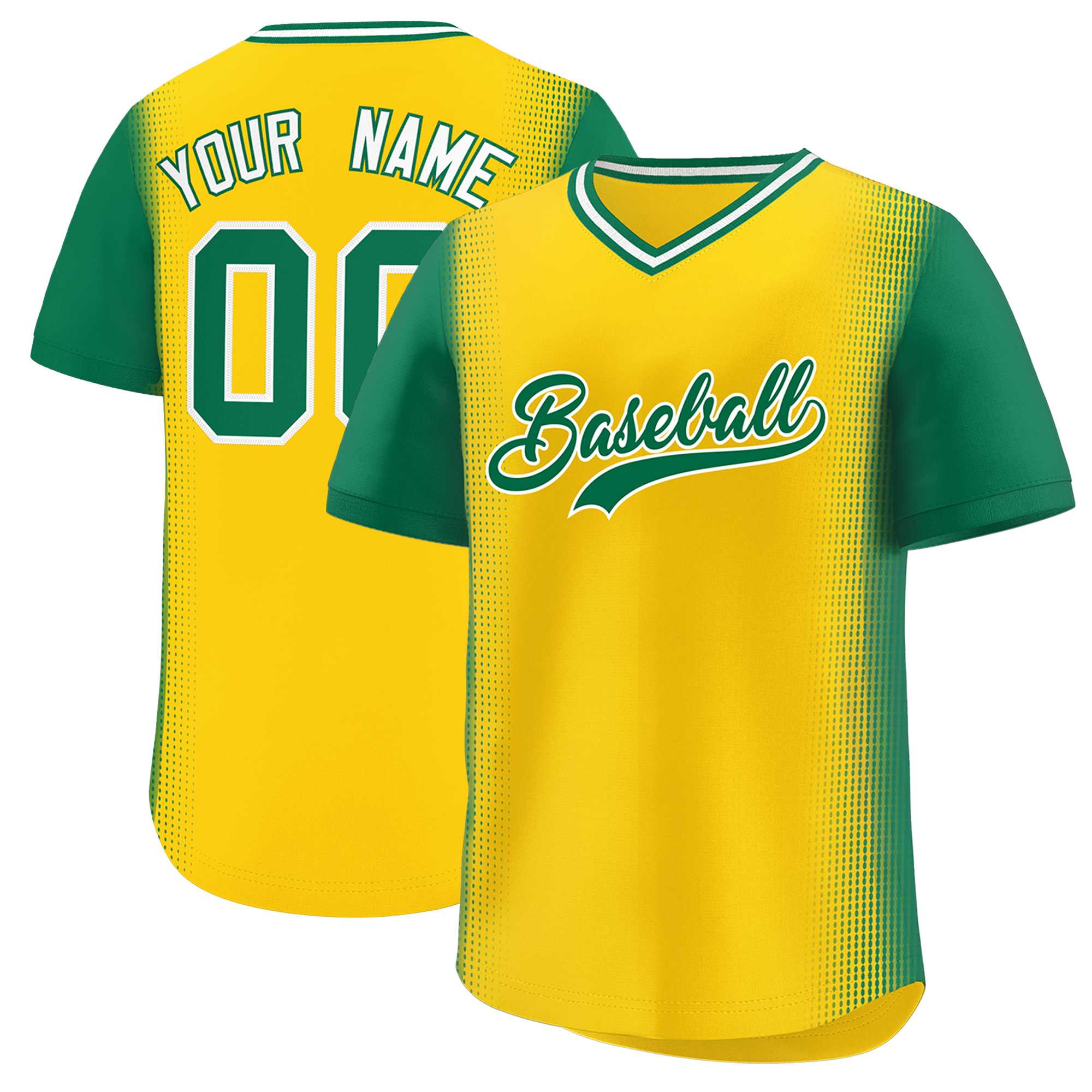 Custom Gold Kelly Green Personalized Raglan Sleeves Authentic Baseball Jersey | KXKSHOP