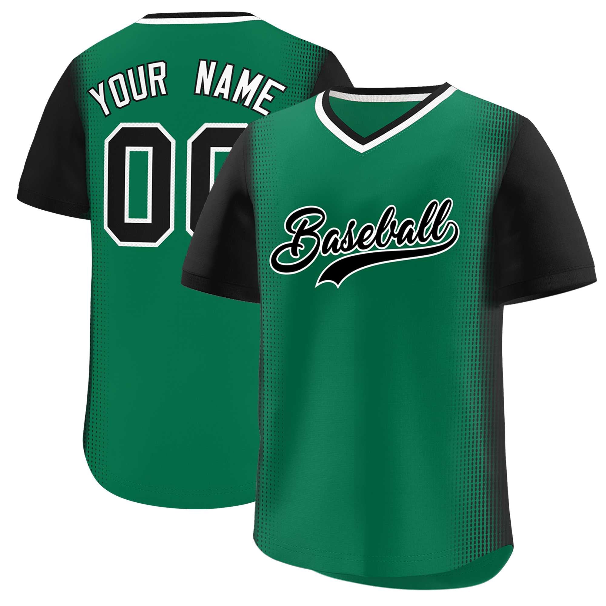 Custom Kelly Green Black Personalized Raglan Sleeves Authentic Baseball Jersey | KXKSHOP
