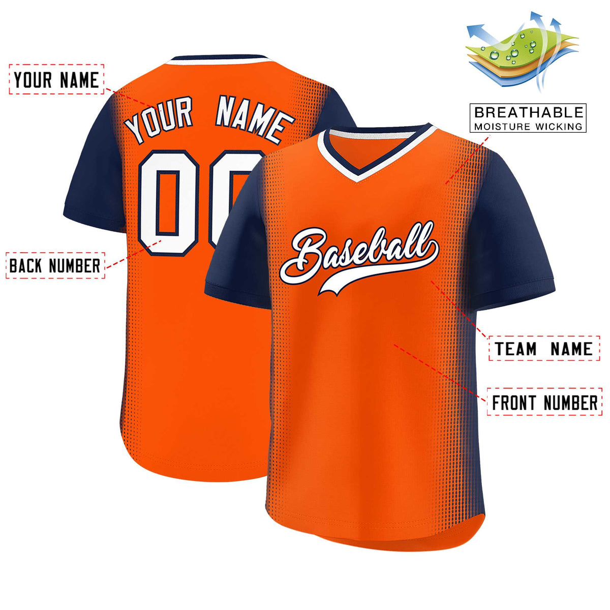 Custom Orange Navy Personalized Raglan Sleeves Authentic Baseball Jersey | KXKSHOP