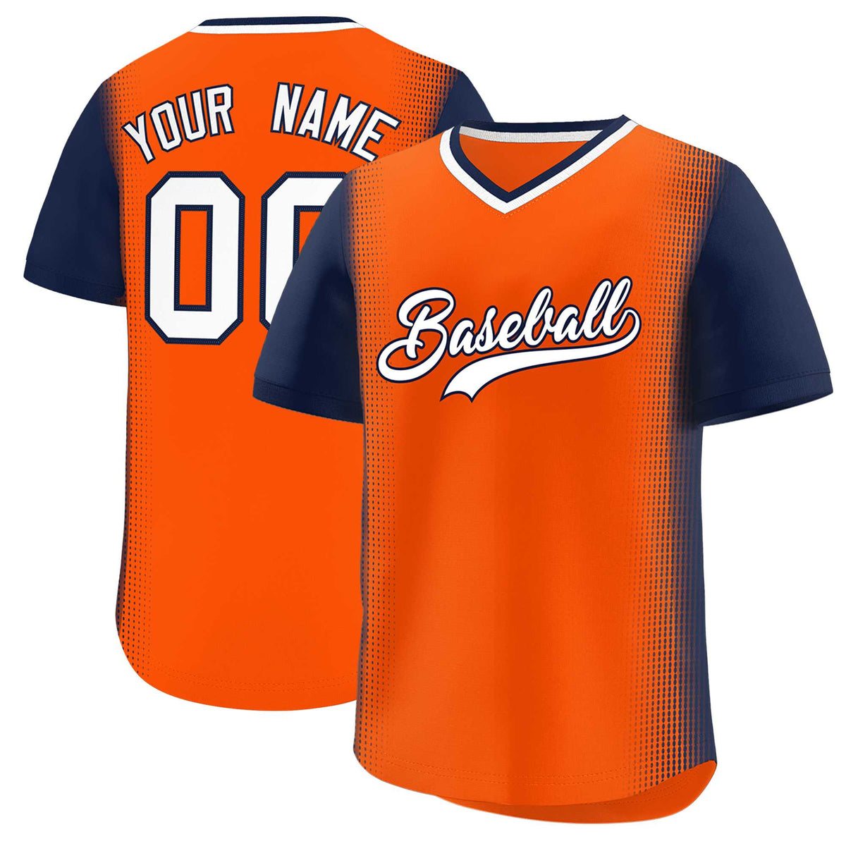 Custom Orange Navy Personalized Raglan Sleeves Authentic Baseball Jersey | KXKSHOP