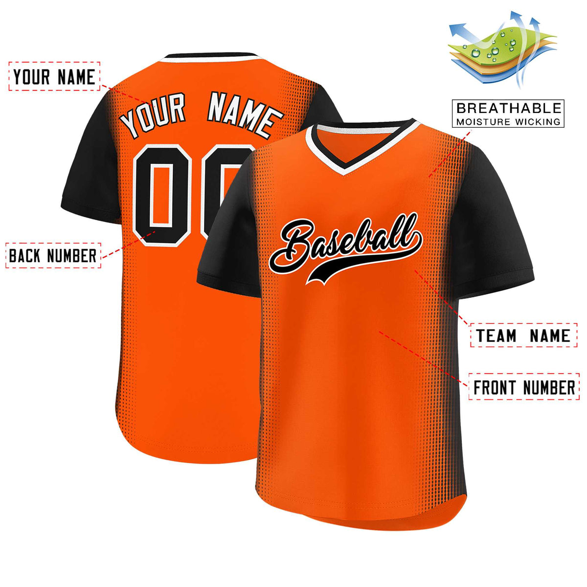 Custom Orange Black Personalized Raglan Sleeves Authentic Baseball Jersey | KXKSHOP