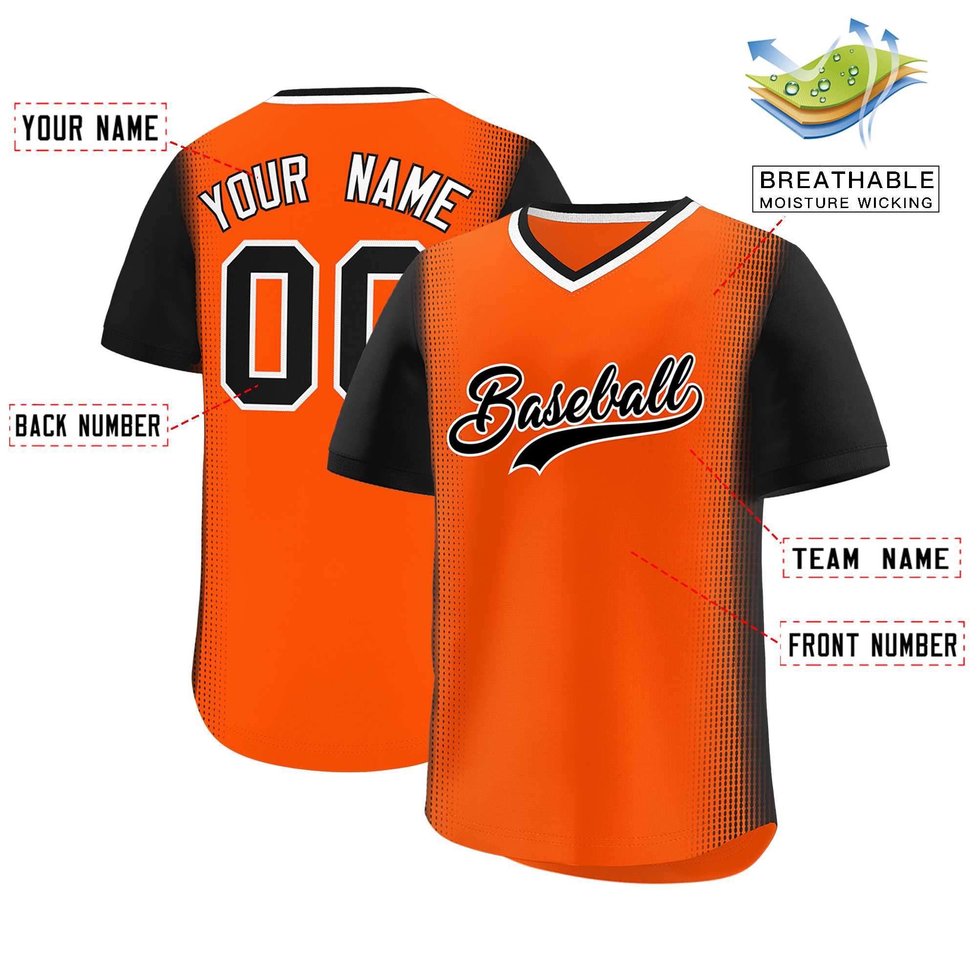 Custom Orange Black Personalized Raglan Sleeves Authentic Baseball Jersey | KXKSHOP