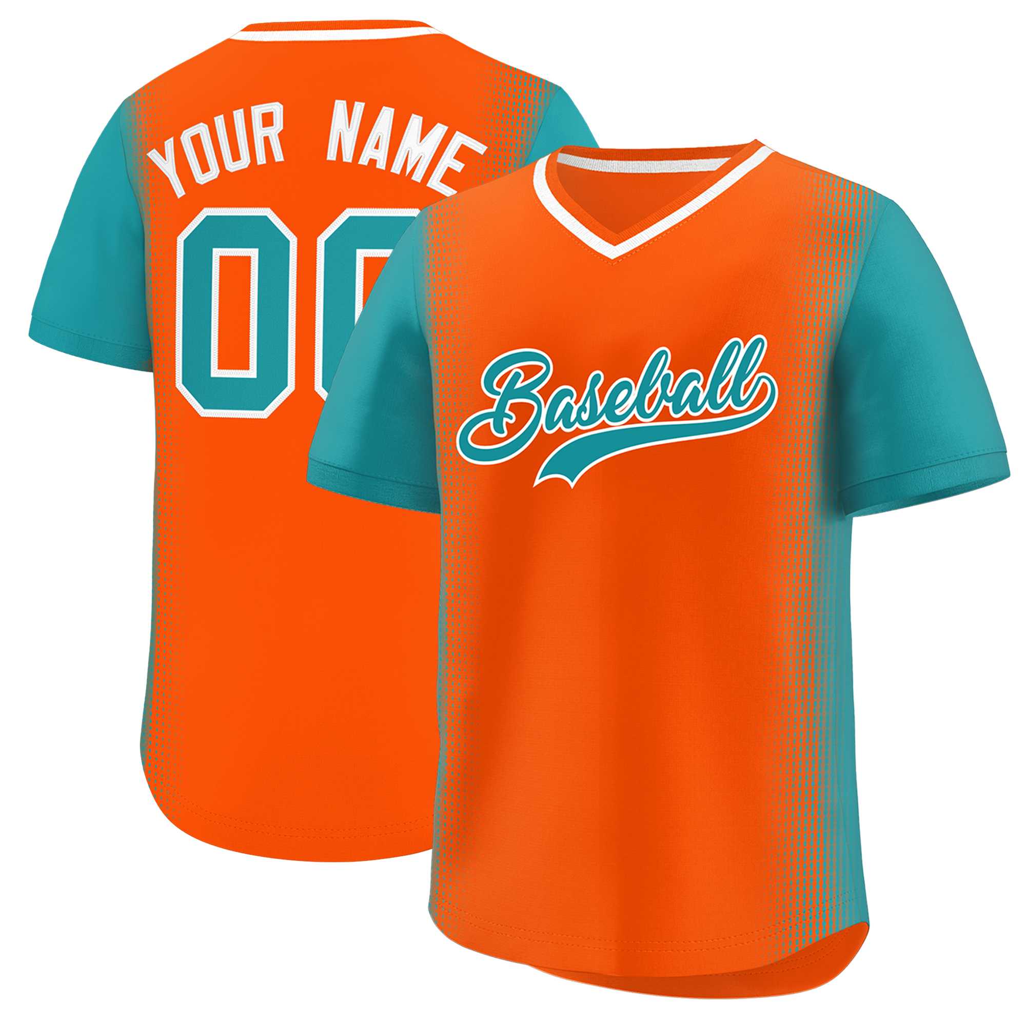 Custom Orange Aqua Personalized Raglan Sleeves Authentic Baseball Jersey | KXKSHOP