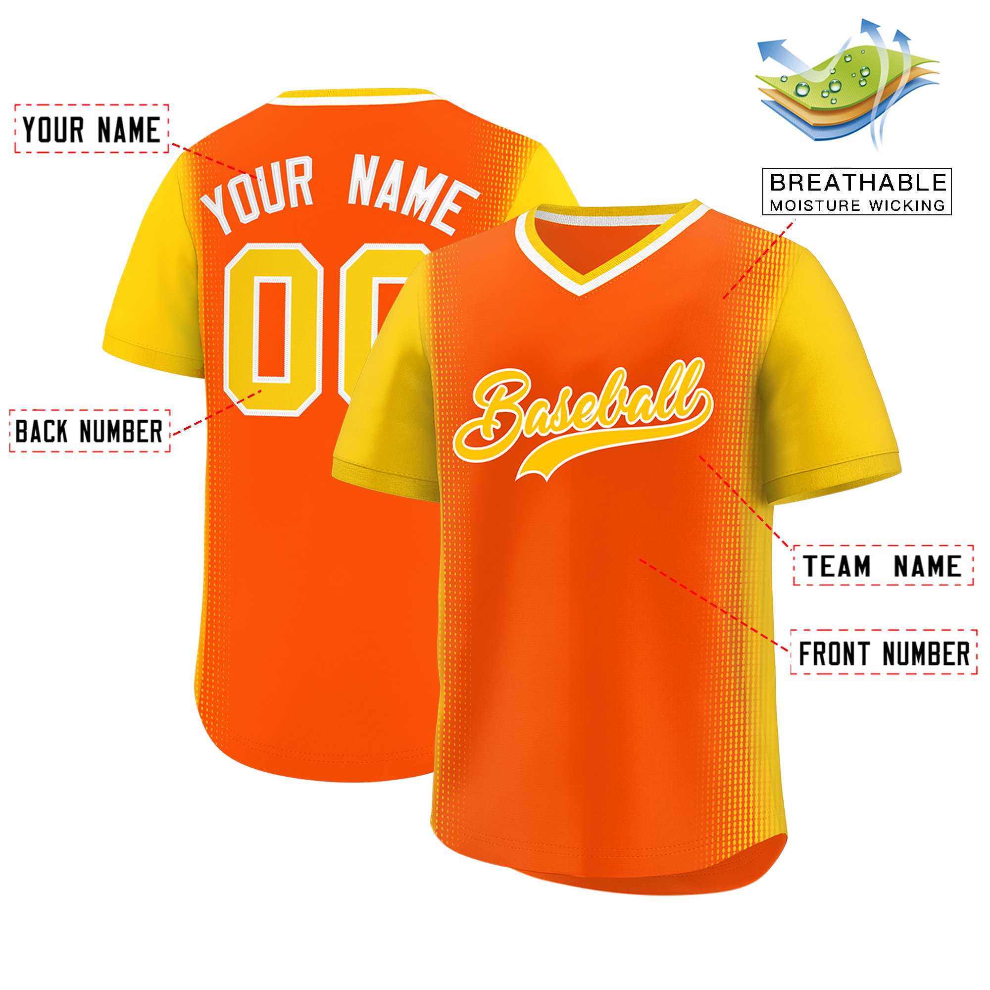 Custom Orange Gold Personalized Raglan Sleeves Authentic Baseball Jersey | KXKSHOP