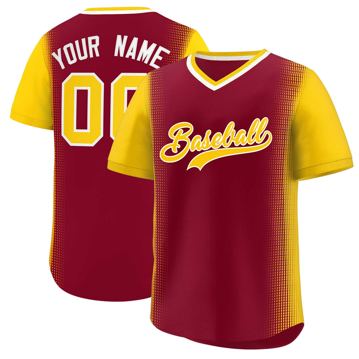 Custom Crimson Gold Personalized Raglan Sleeves Authentic Baseball Jersey | KXKSHOP