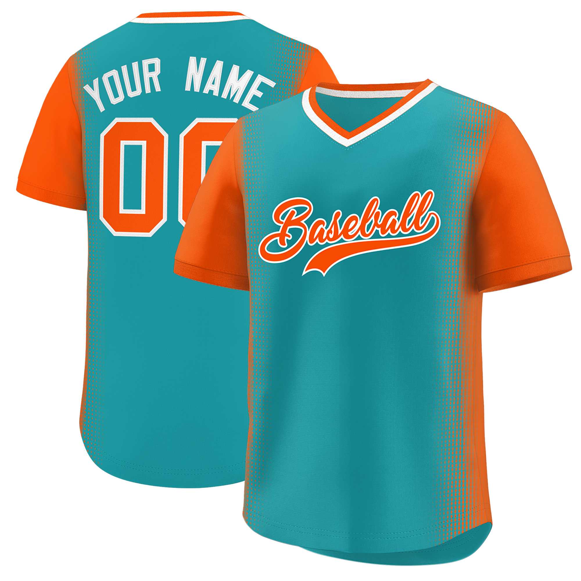 Custom Aqua Orange Personalized Raglan Sleeves Authentic Baseball Jersey | KXKSHOP