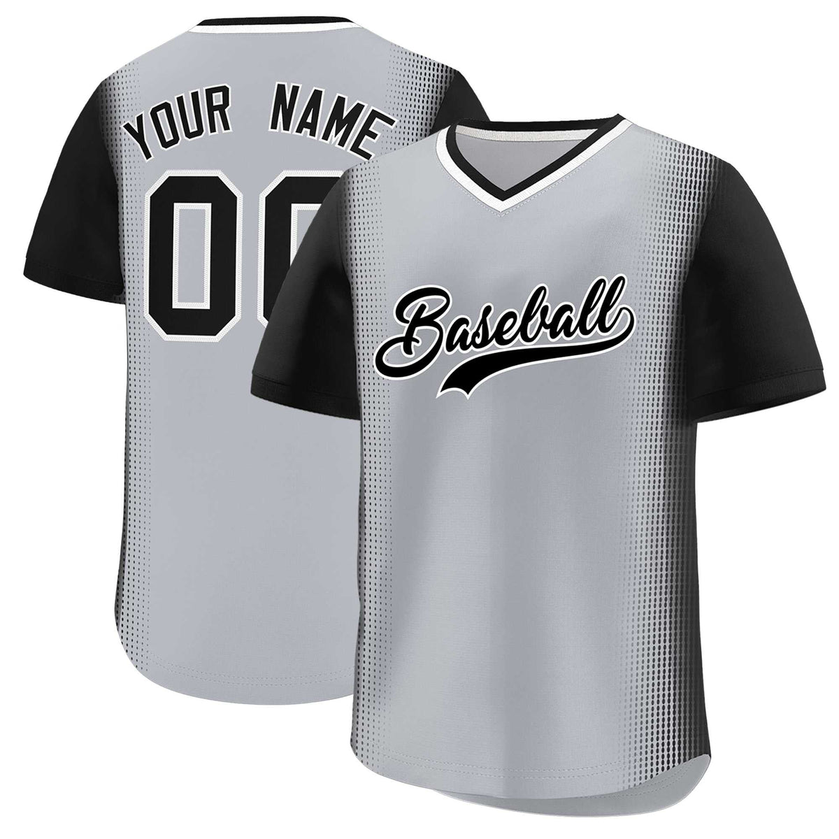 Custom Gray Black Personalized Raglan Sleeves Authentic Baseball Jersey | KXKSHOP