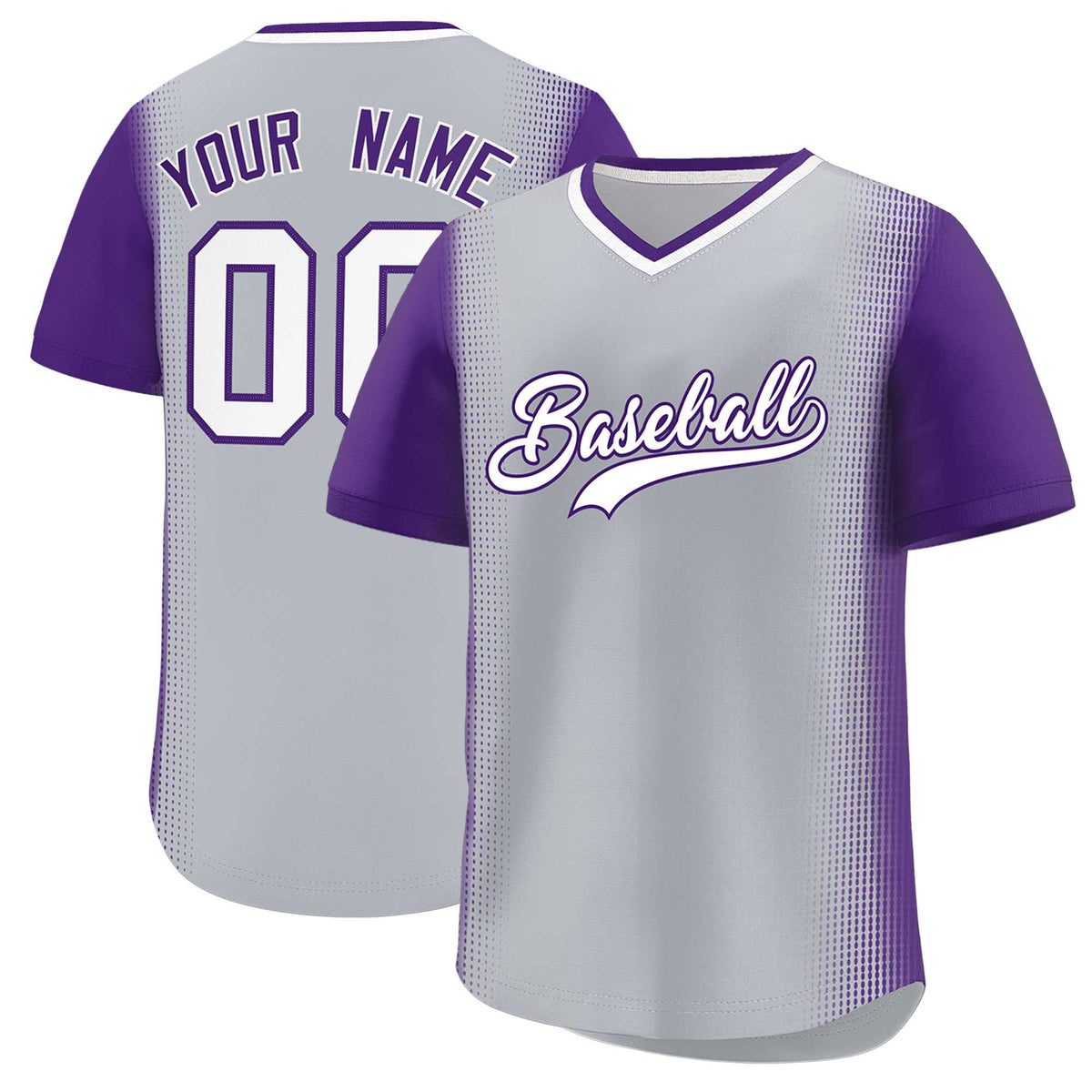 Custom Gray Purple Personalized Raglan Sleeves Authentic Baseball Jersey | KXKSHOP