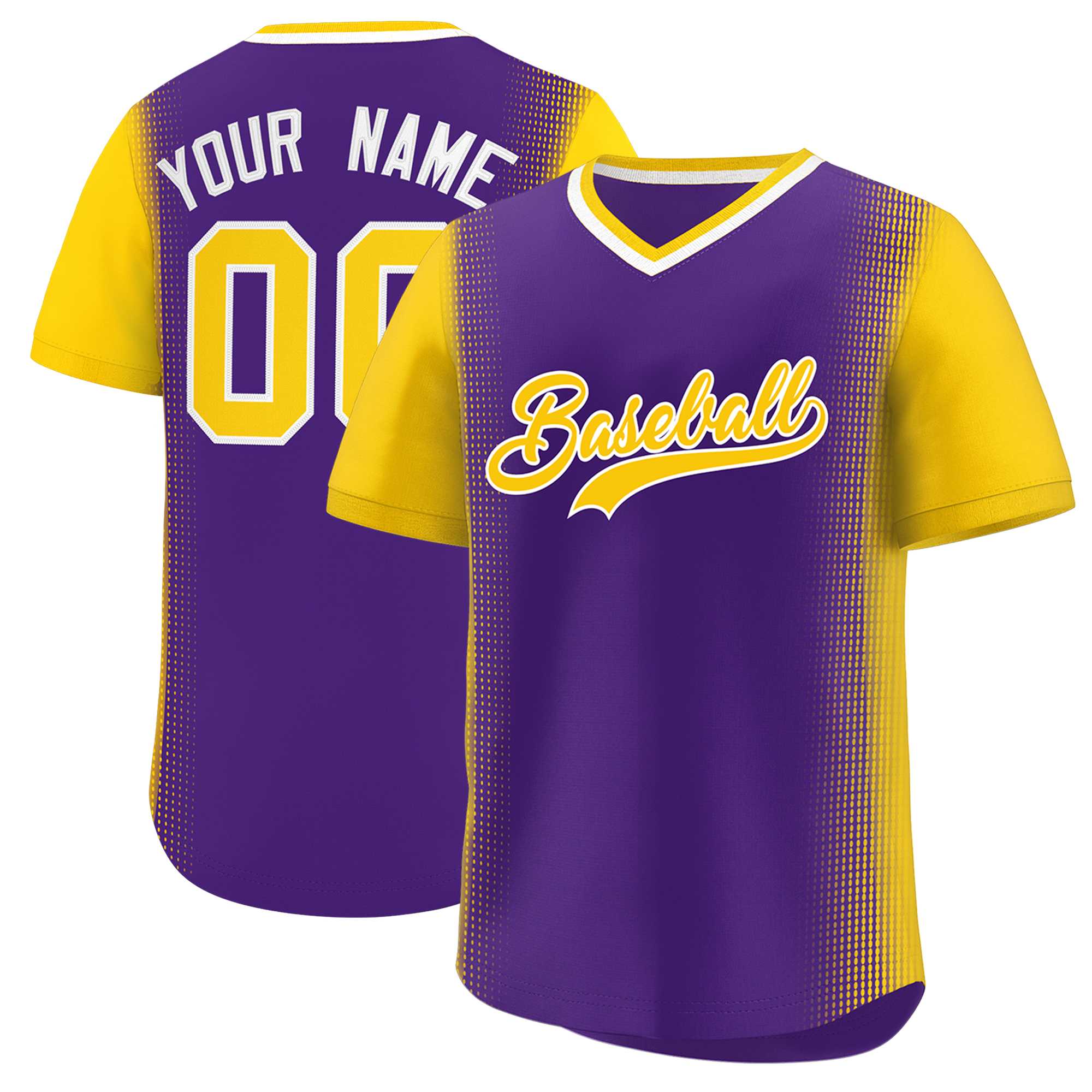 Custom Purple Gold Personalized Raglan Sleeves Authentic Baseball Jersey | KXKSHOP