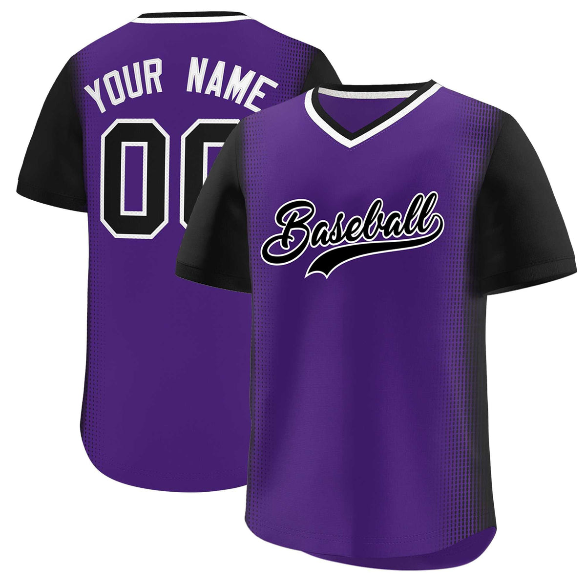 Custom Purple Black Personalized Raglan Sleeves Authentic Baseball Jersey | KXKSHOP