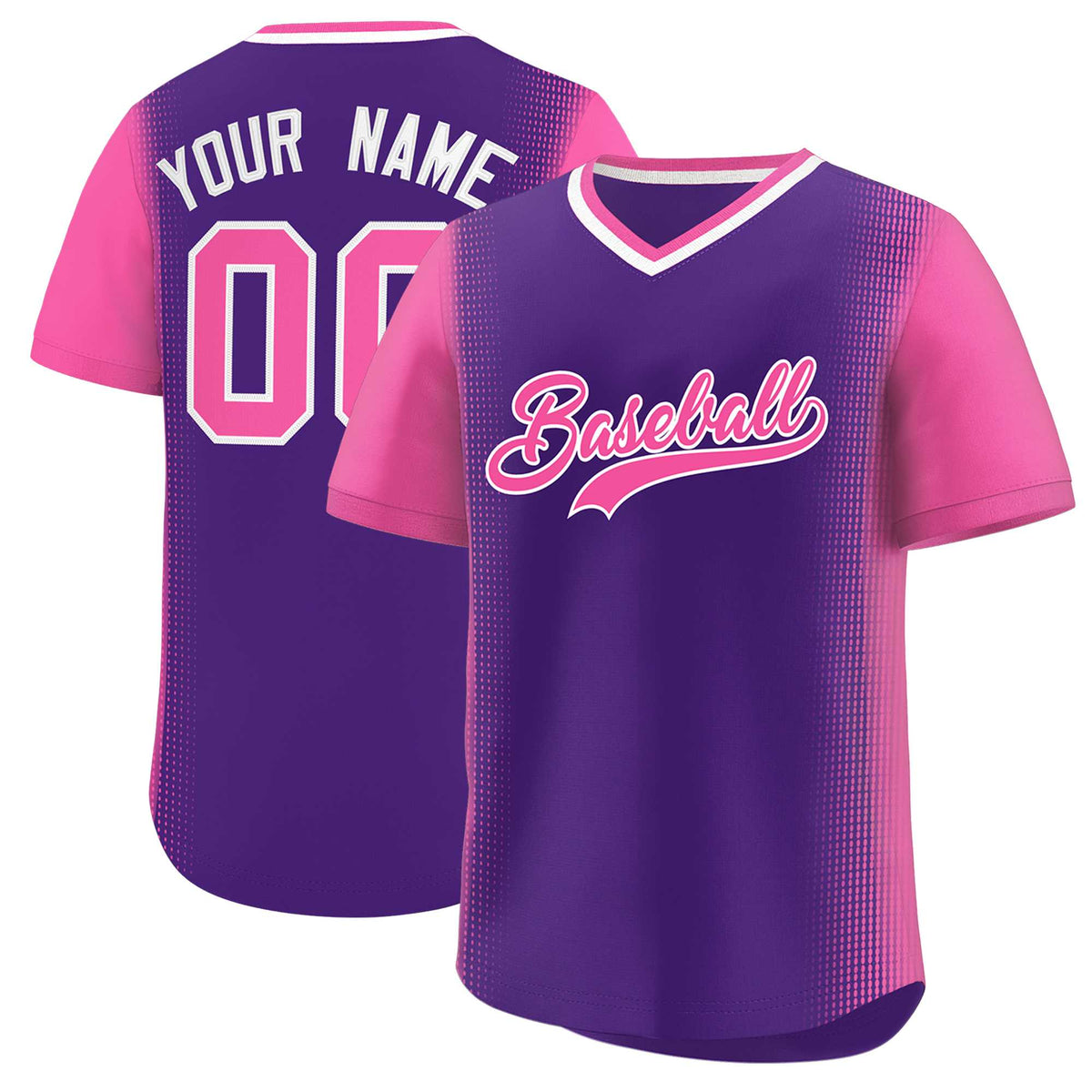Custom Purple Pink Personalized Raglan Sleeves Authentic Baseball Jersey | KXKSHOP