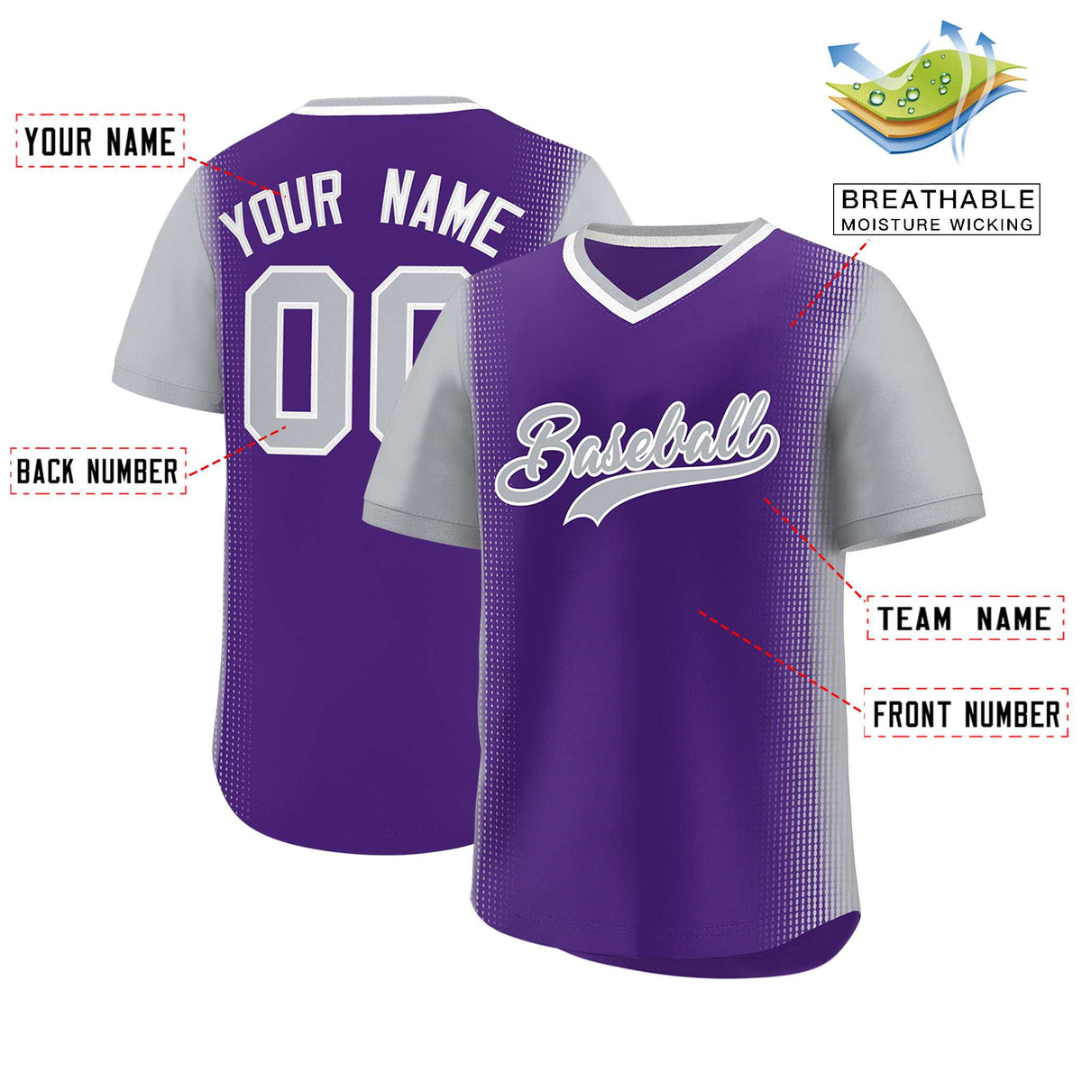 Custom Purple Gray Personalized Raglan Sleeves Authentic Baseball Jersey | KXKSHOP
