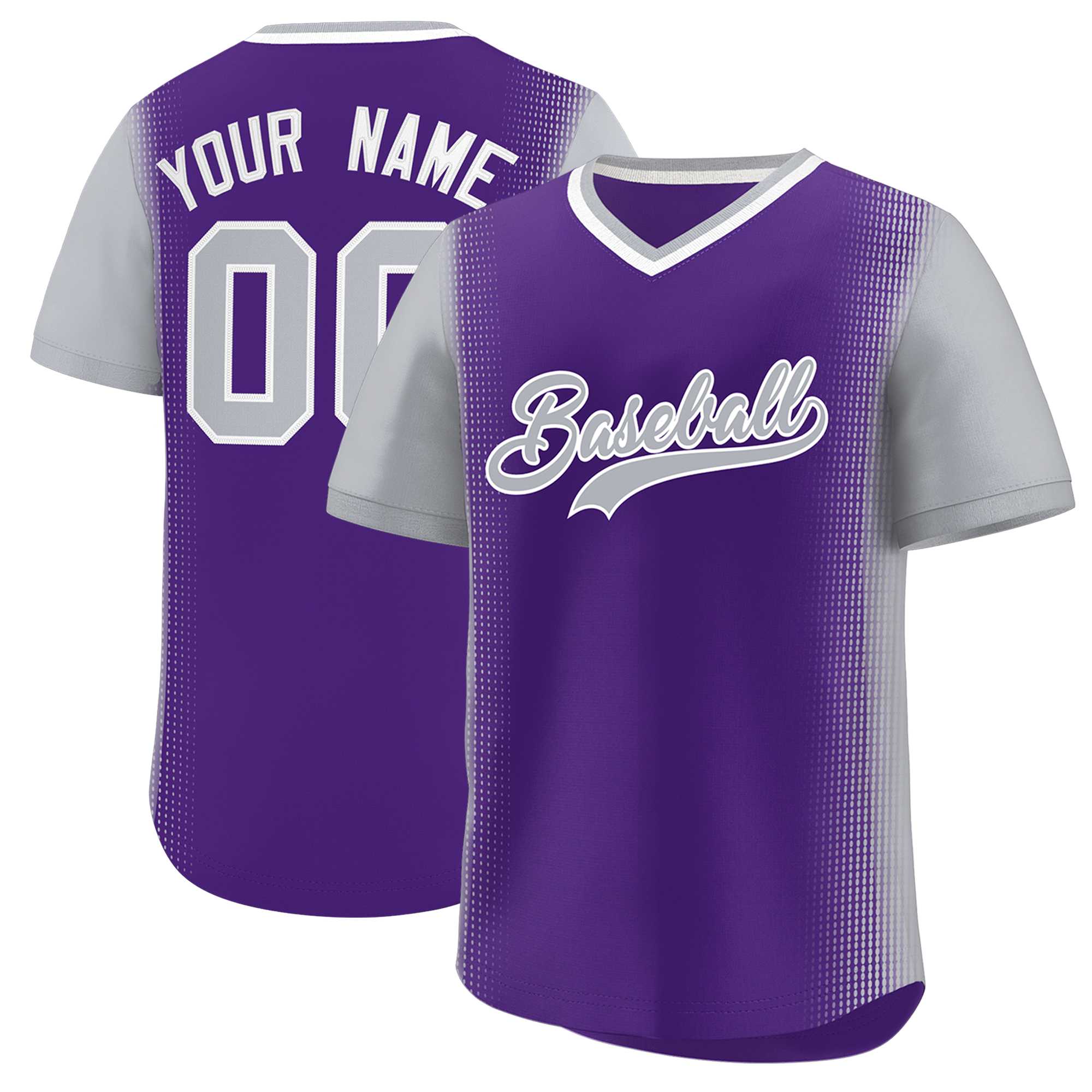 Custom Purple Gray Personalized Raglan Sleeves Authentic Baseball Jersey | KXKSHOP