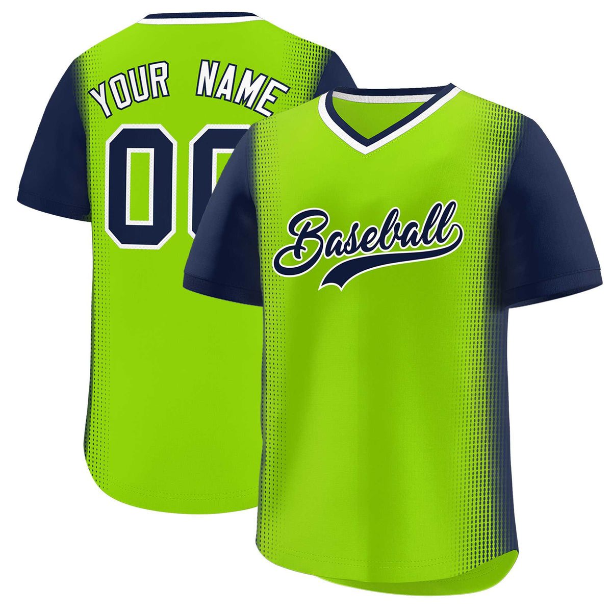 Custom Neon Green Navy Personalized Raglan Sleeves Authentic Baseball Jersey | KXKSHOP