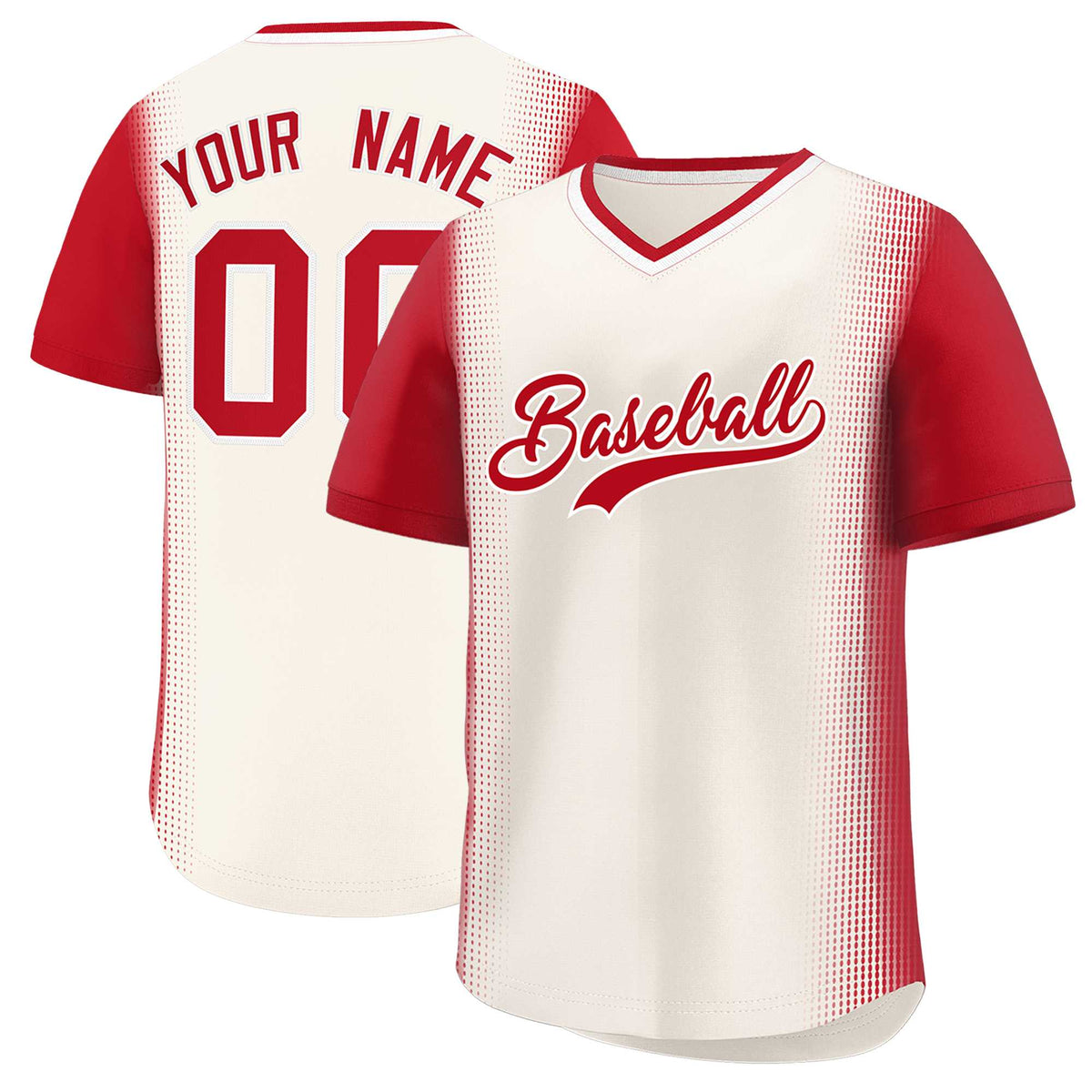Custom Cream Red Personalized Raglan Sleeves Authentic Baseball Jersey | KXKSHOP