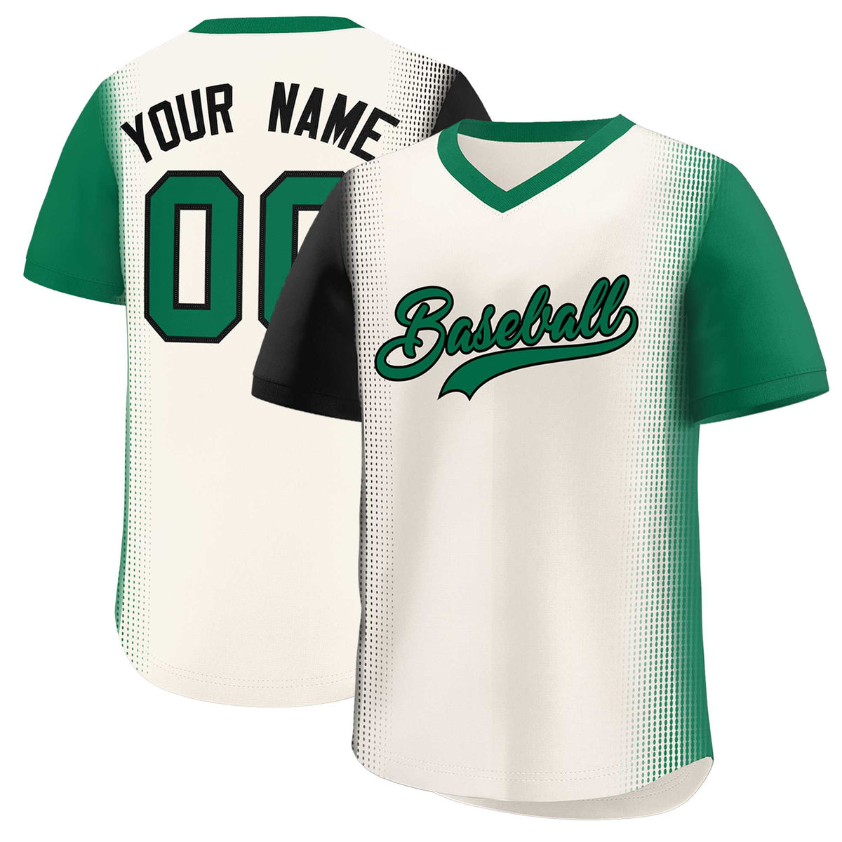 Custom Cream Black-Kelly Green Personalized Raglan Sleeves Authentic Baseball Jersey | KXKSHOP
