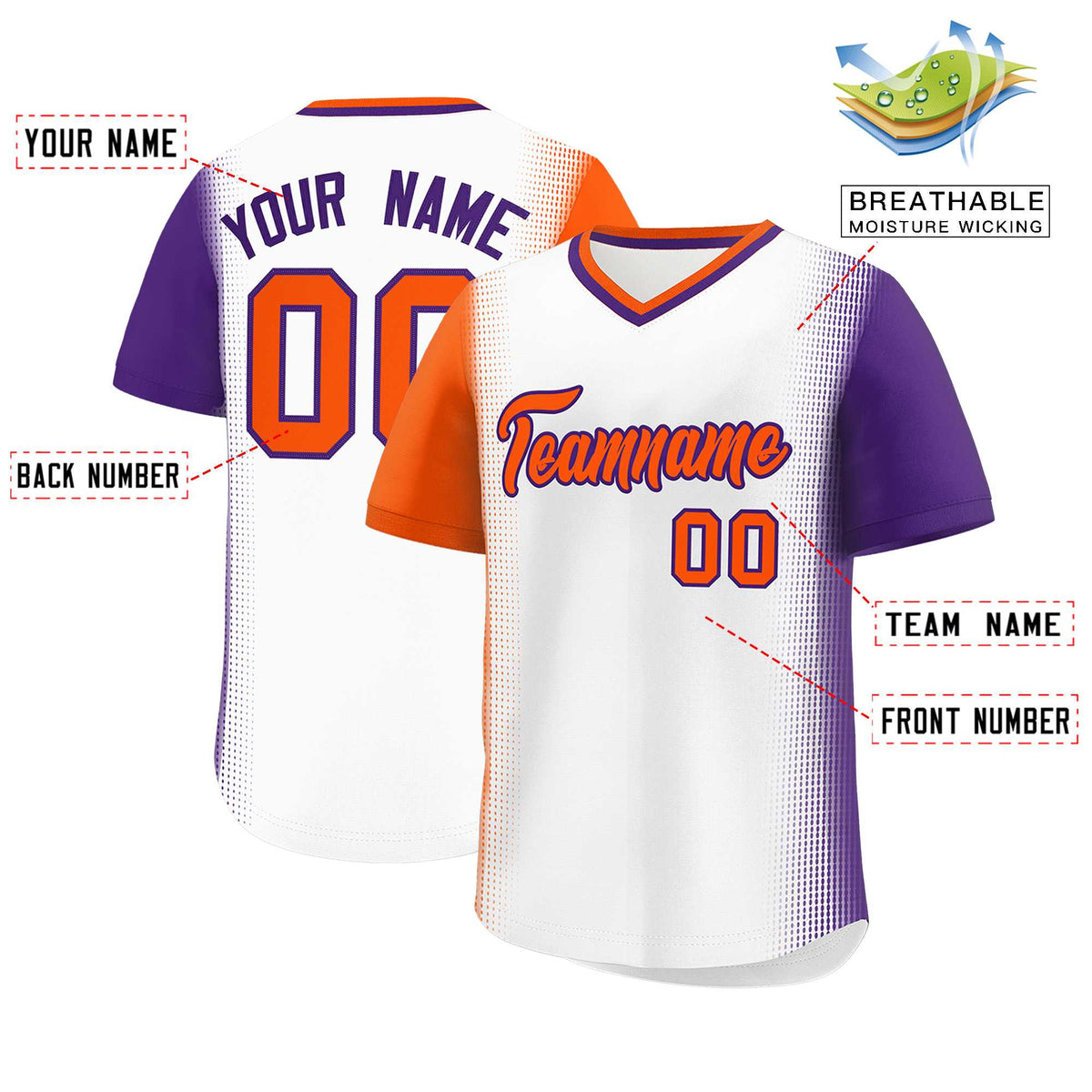 Custom White Orange-Purple Personalized Raglan Sleeves Authentic Baseball Jersey | KXKSHOP