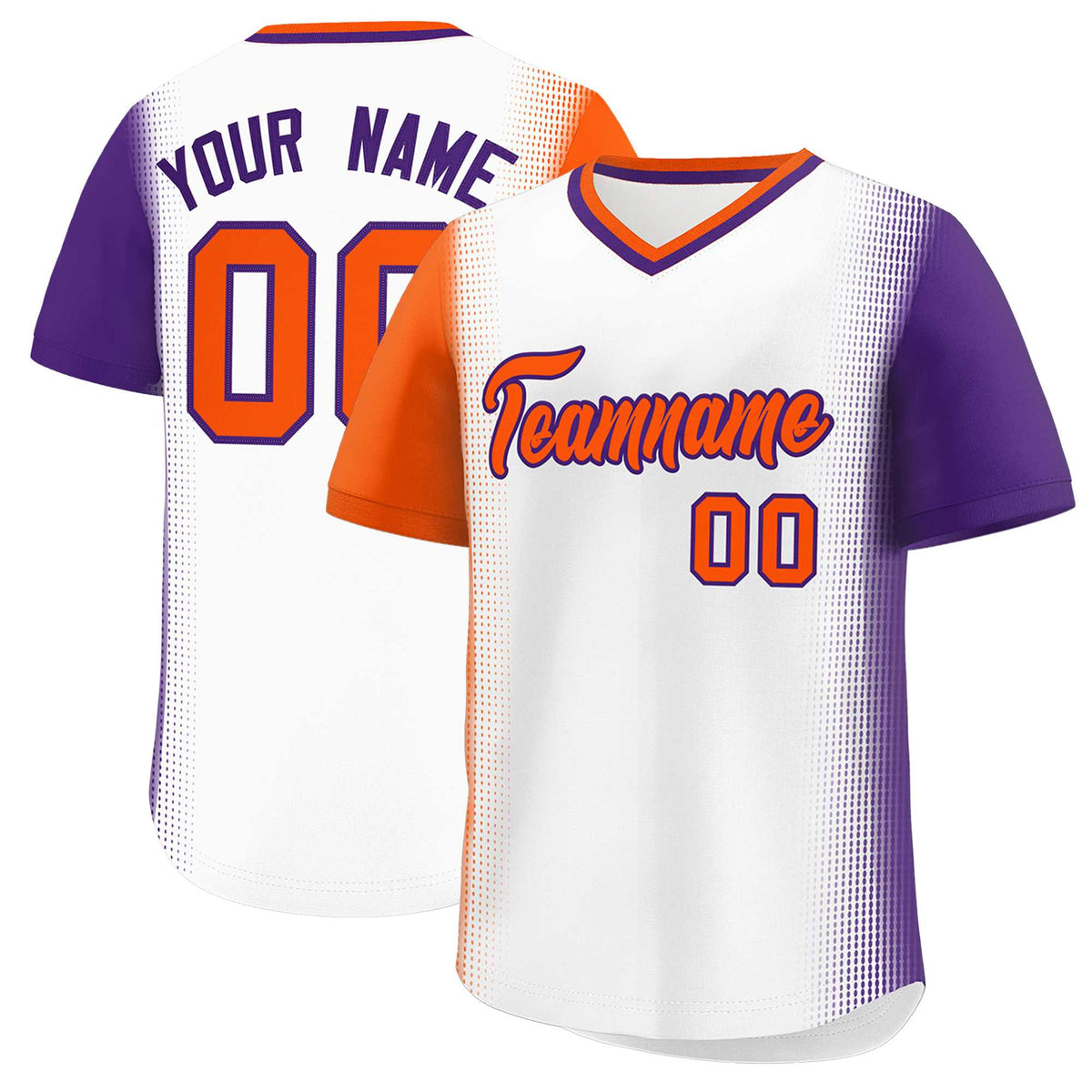 Custom White Orange-Purple Personalized Raglan Sleeves Authentic Baseball Jersey | KXKSHOP