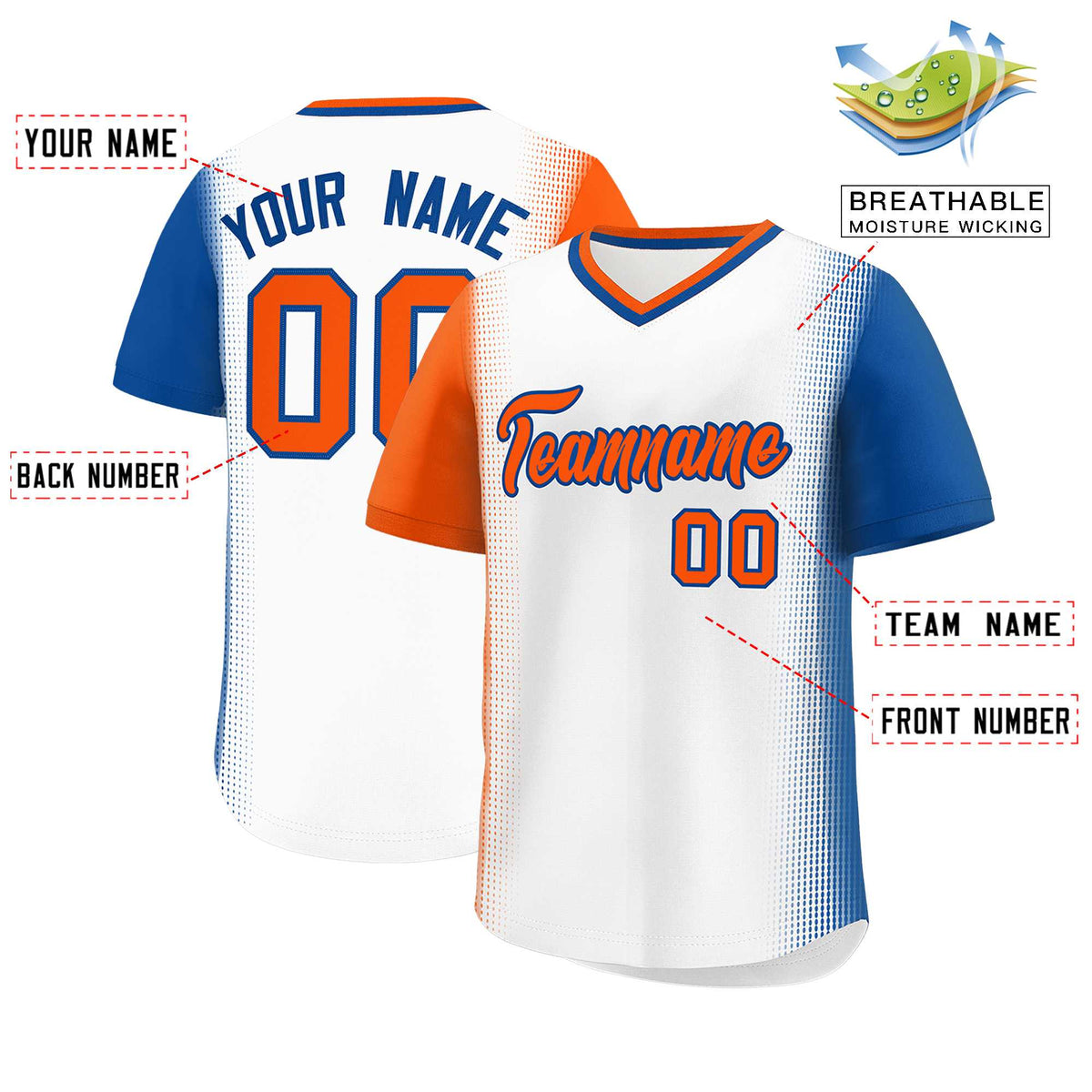 Custom White Orange-Royal Personalized Raglan Sleeves Authentic Baseball Jersey | KXKSHOP
