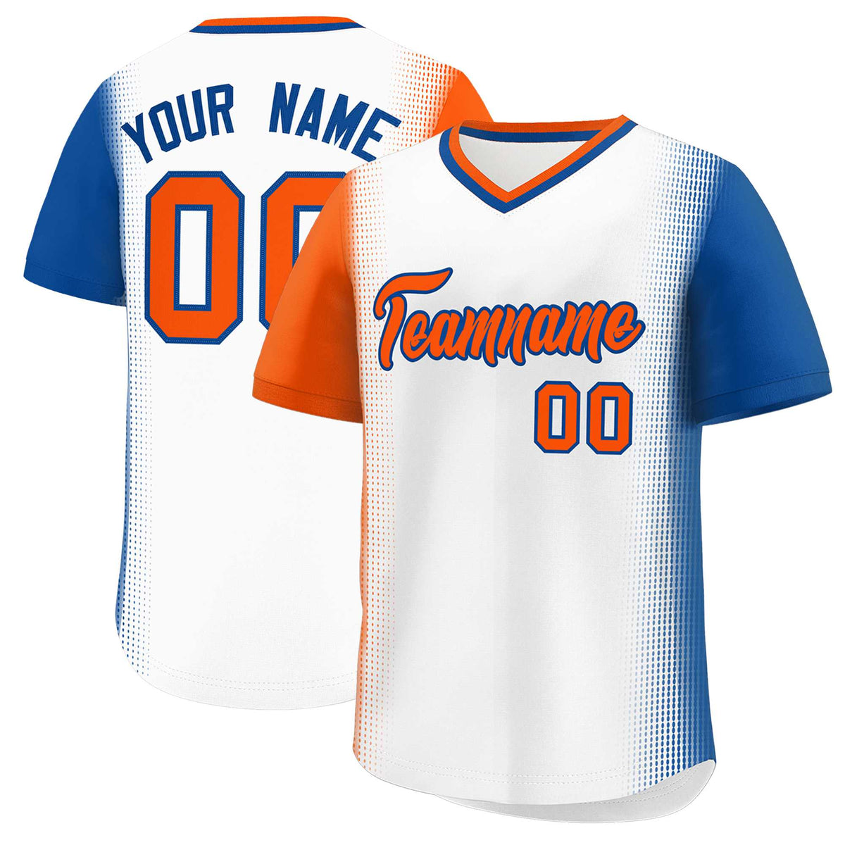Custom White Orange-Royal Personalized Raglan Sleeves Authentic Baseball Jersey | KXKSHOP